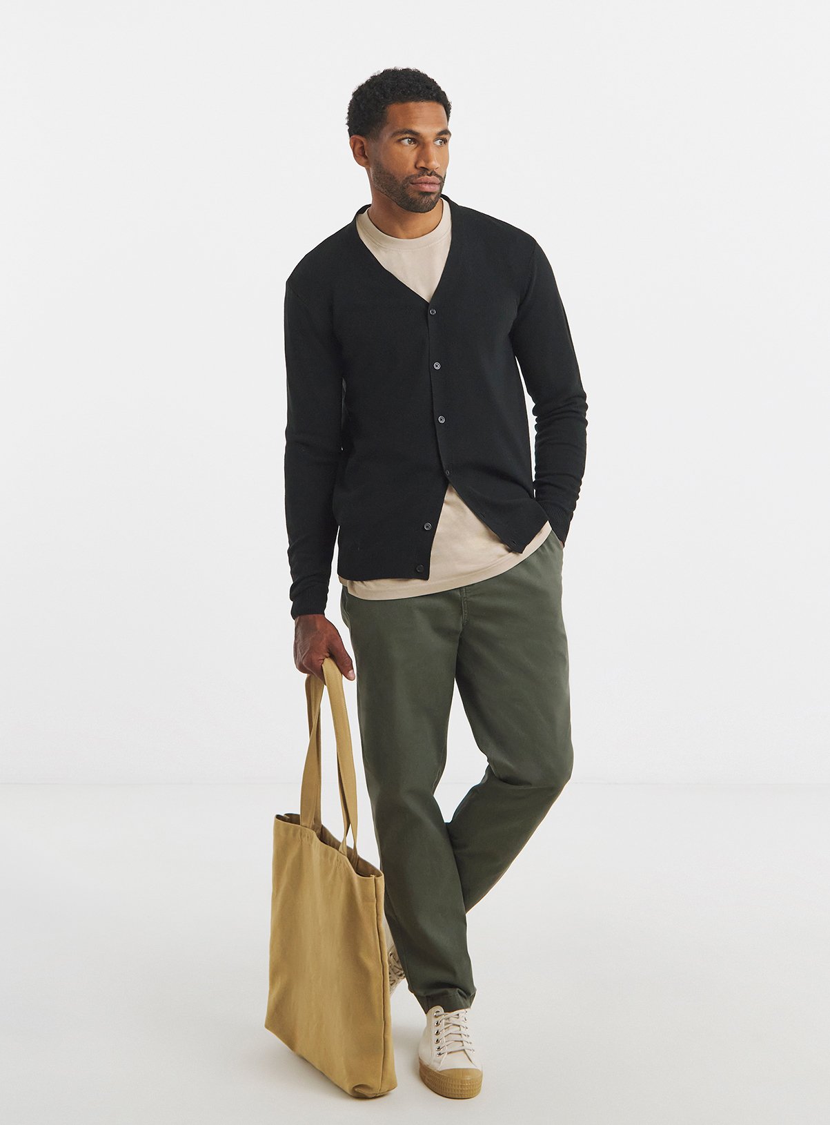 JACAMO Acrylic Knitted Cardigan Black L