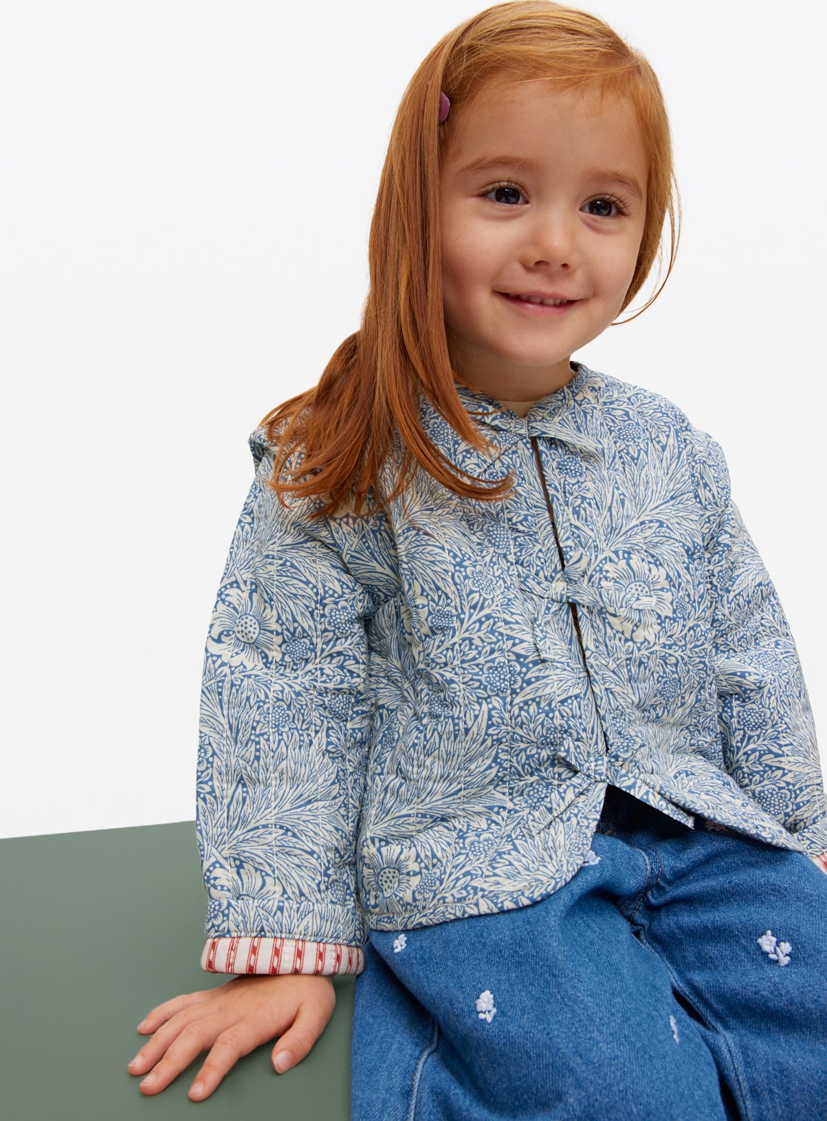 Tu x Morris & Co. Mini Me Blue Marigold Print Quilted Jacket 