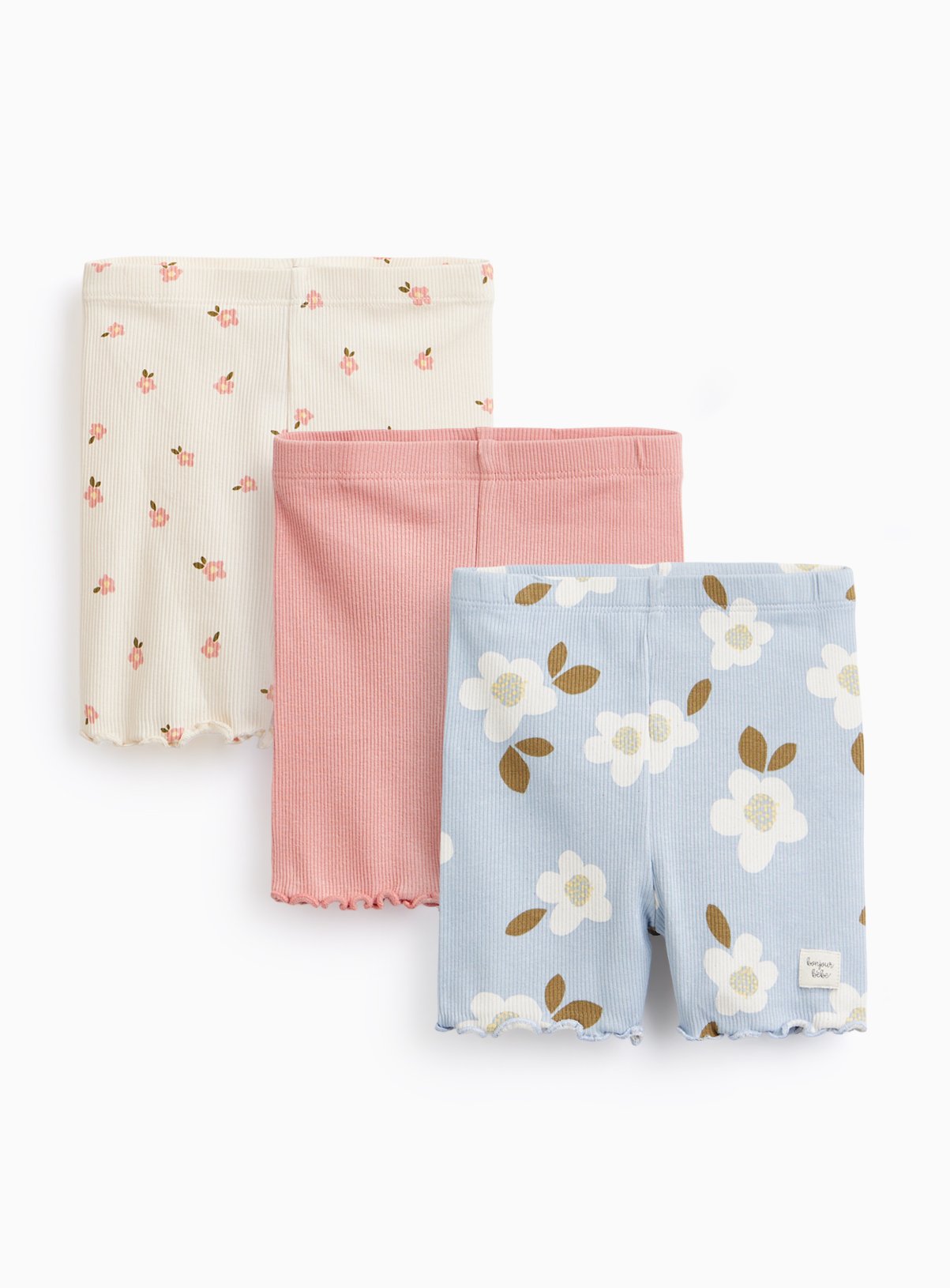 Floral Ribbed Shorts 3 Pack 