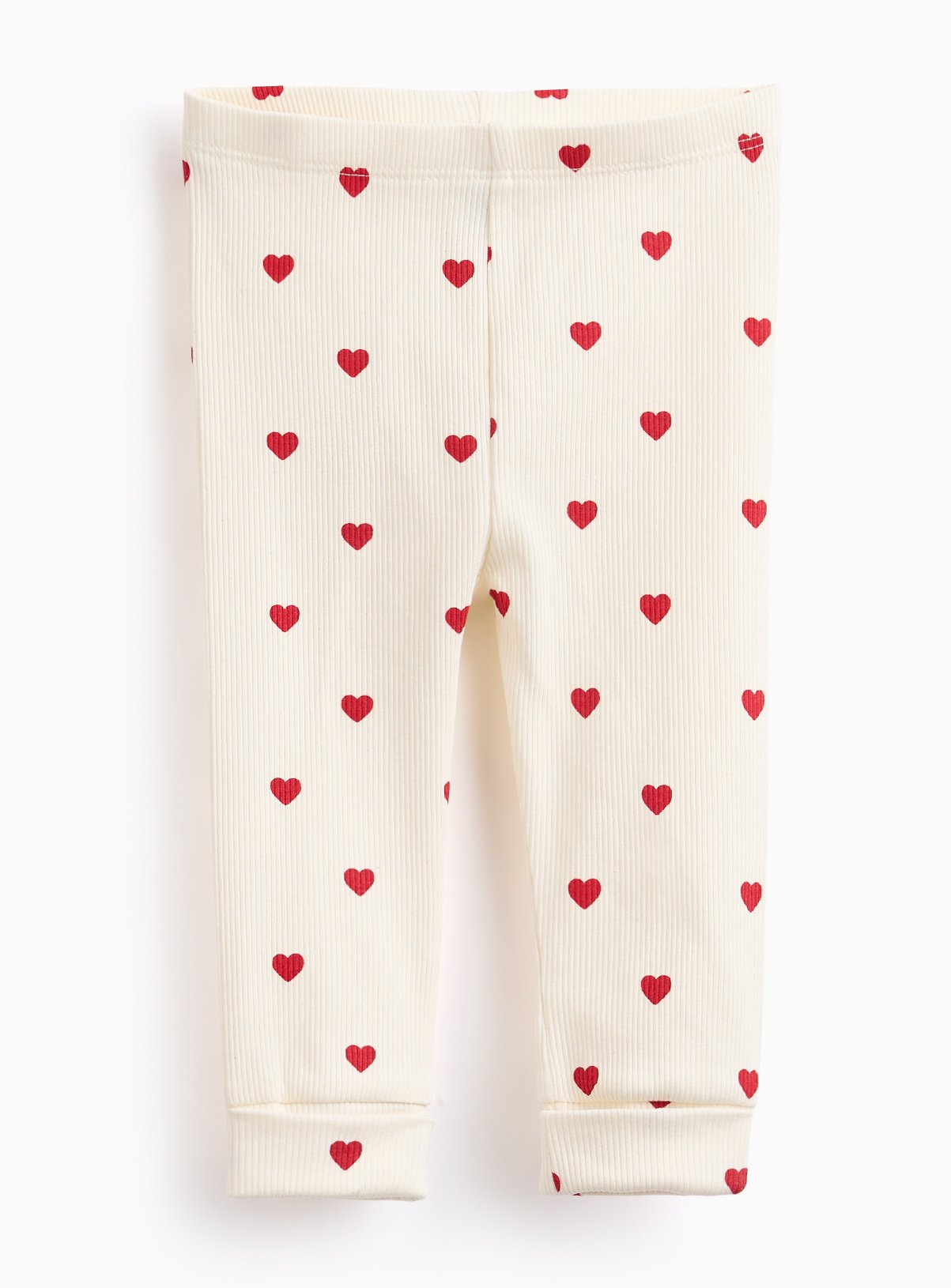 Cream Heart Print Leggings 