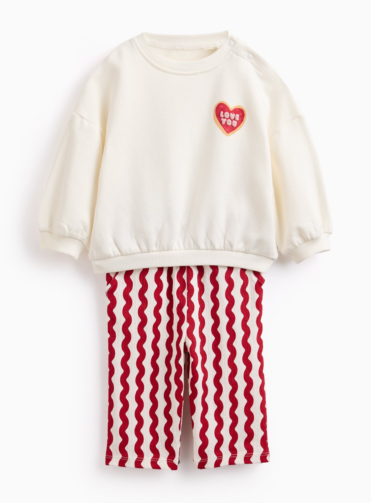 Cream Valentine's Love You More Print Sweat Set 3-6 months