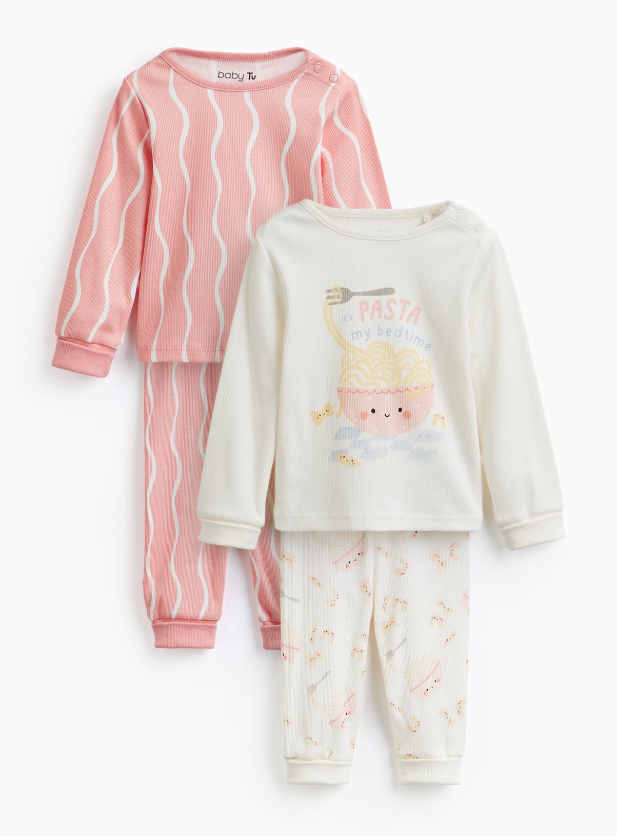 2 Pack Pasta Print Pyjamas 6-9 months
