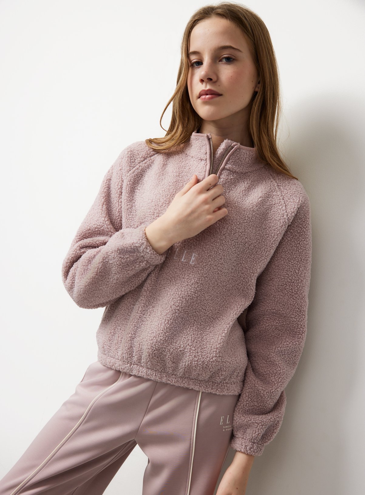 ELLE Pink Borg Half-Zip Fleece  