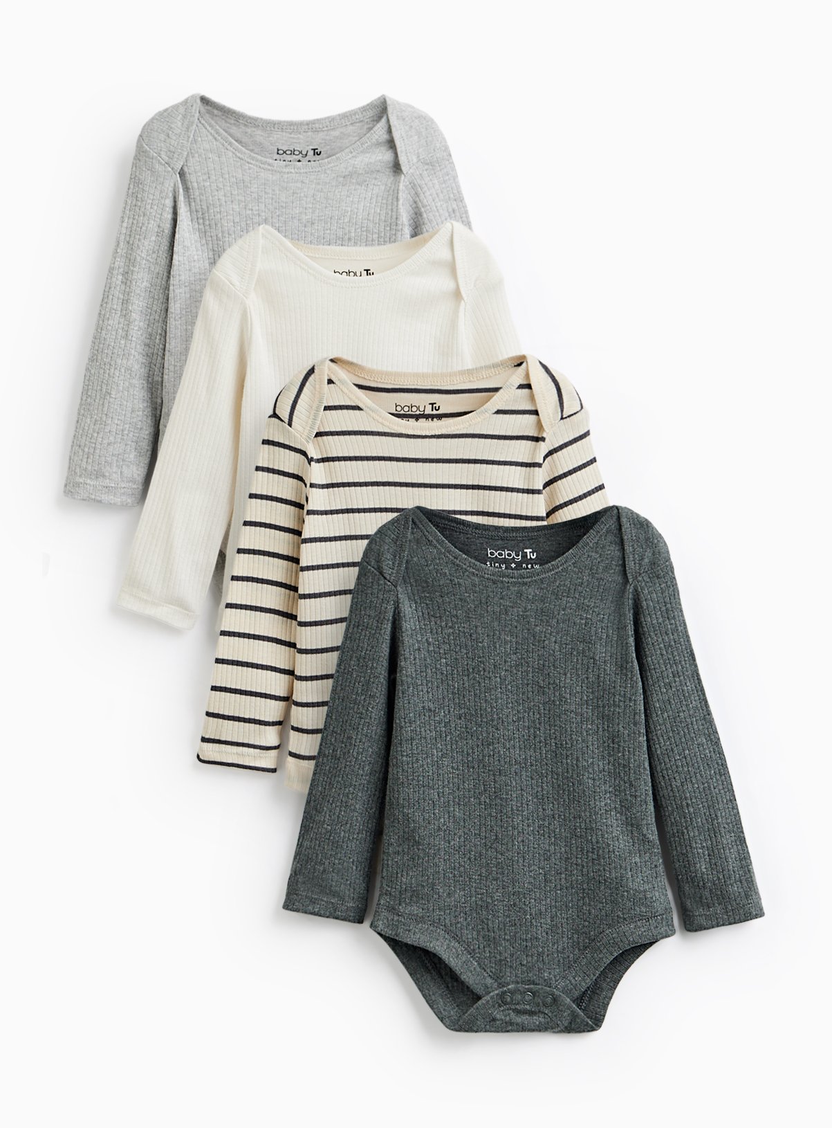 Mono Ribbed Bodysuits 4 Pack 6-9 months