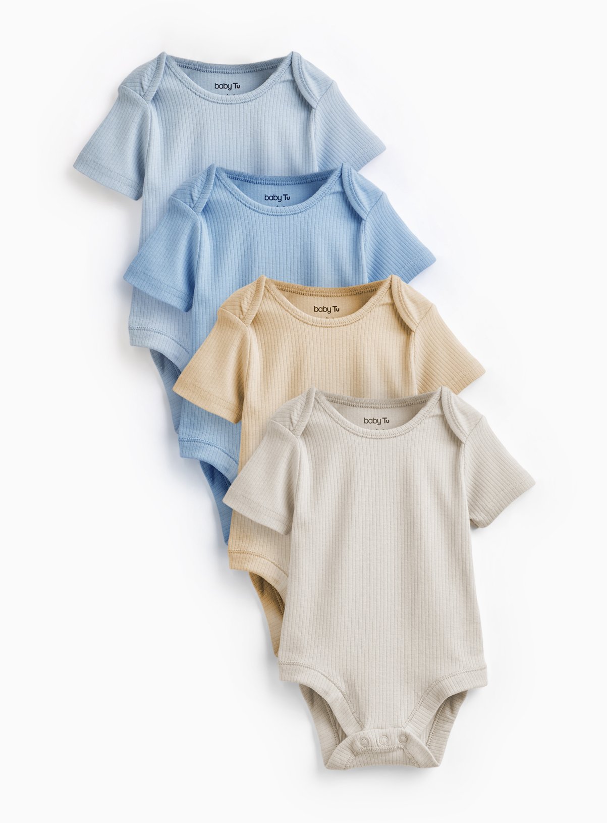 Ribbed Short Sleeve Bodysuit 4 Pack Up to 3 mths