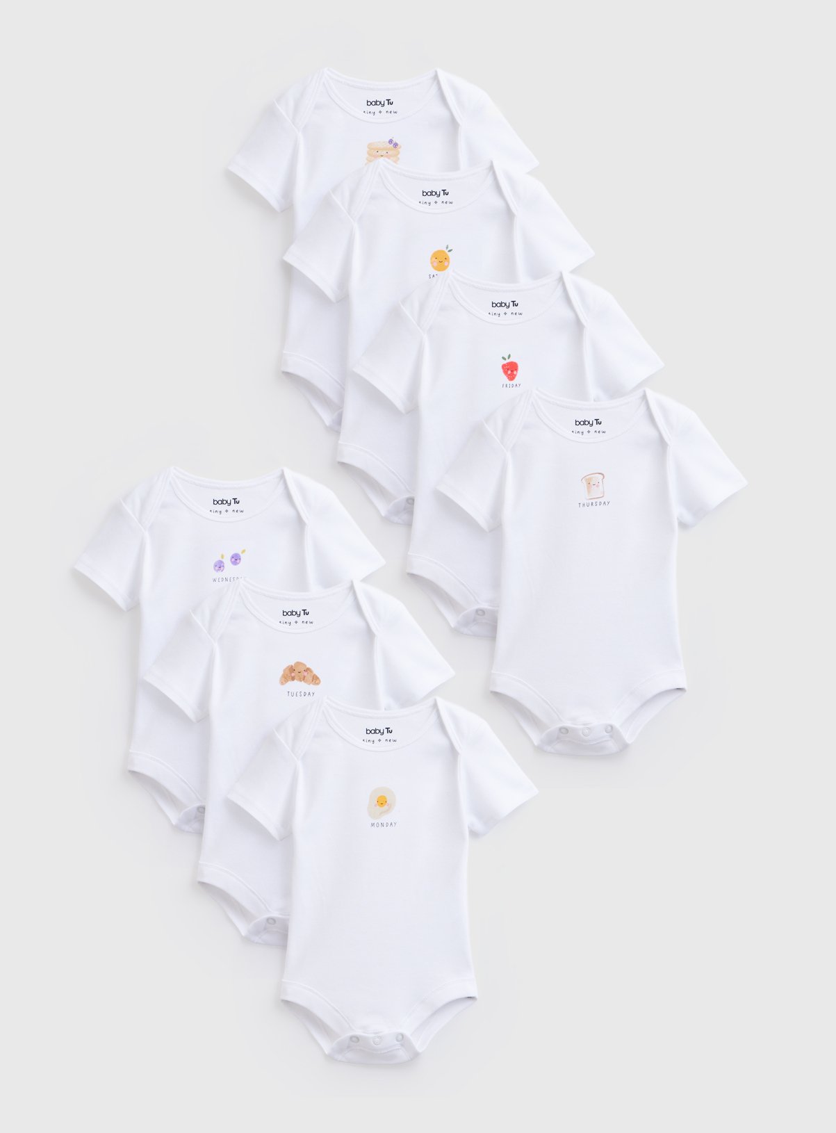 Days Of The Week 7 Pack Short Sleeve Bodysuits 