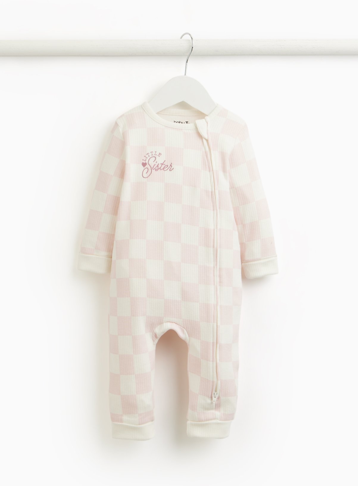 Pink Checkerboard Little Sister Sleepsuit 