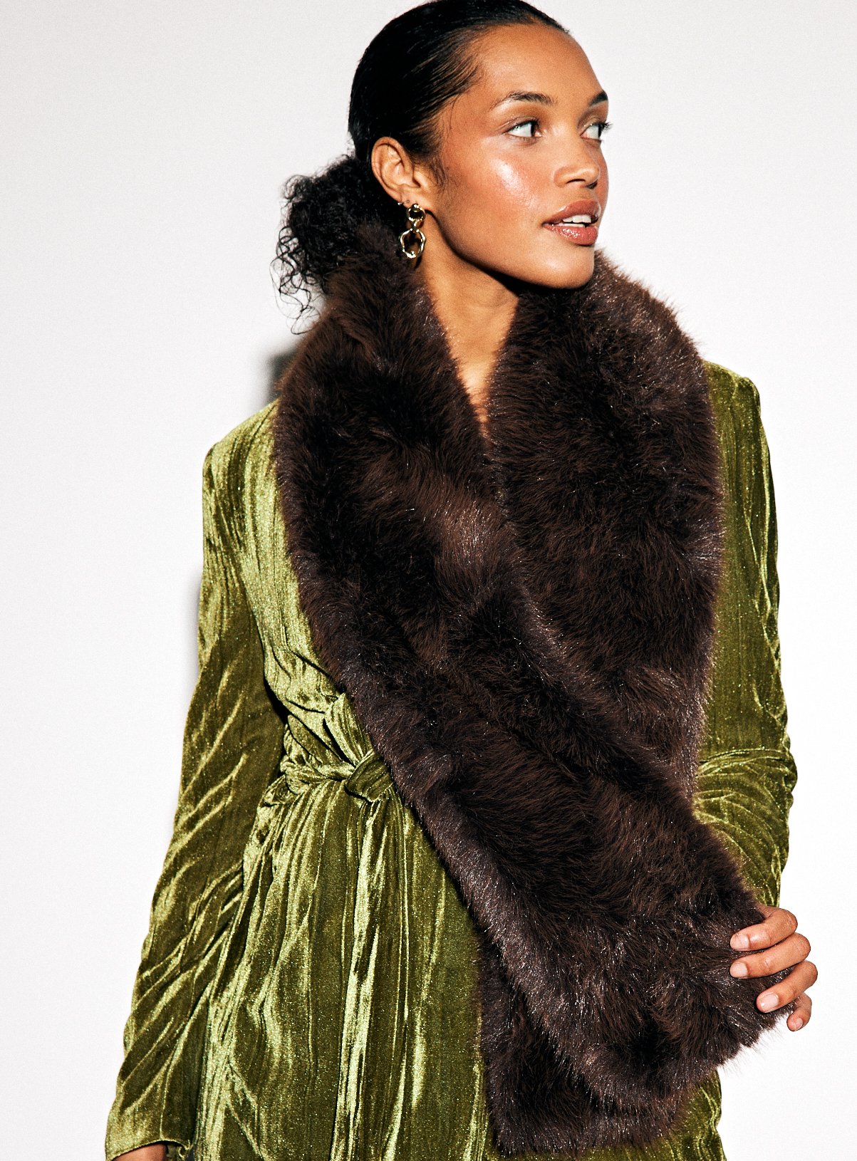 Chocolate Brown Faux Fur Scarf One Size