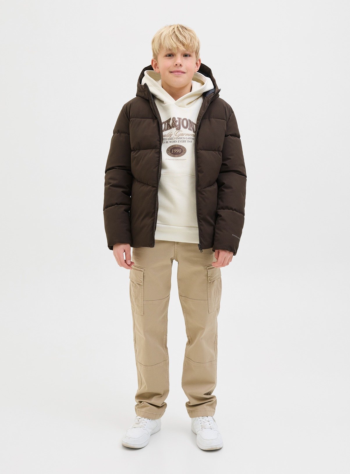JACK & JONES JUNIOR Global Puffer Jacket Brown 