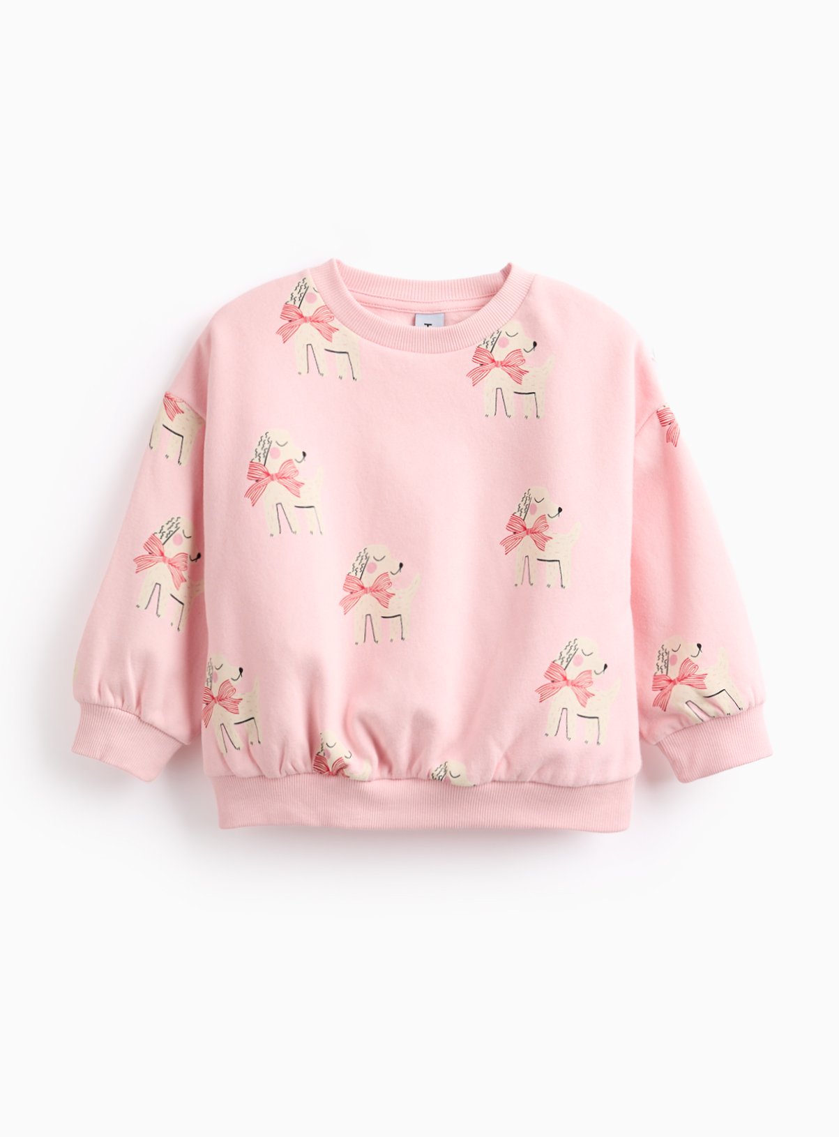 Pink Dog Printed Crew Sweatshirt 