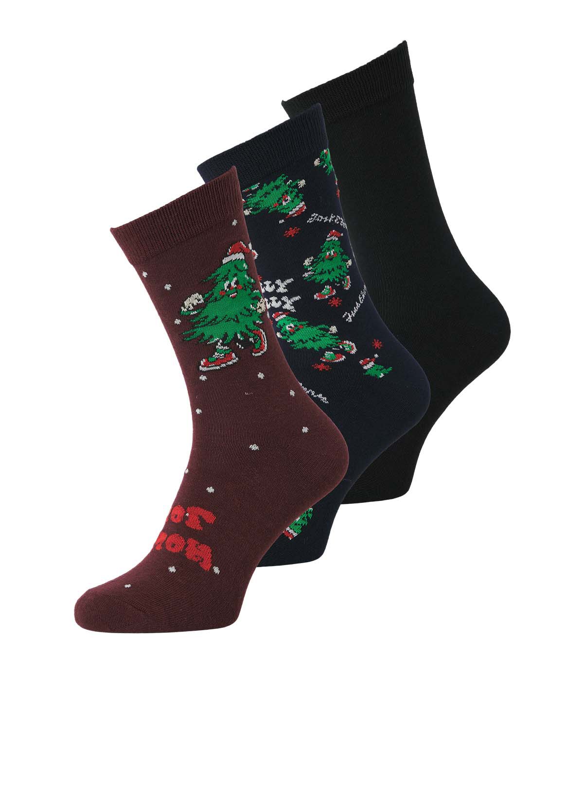 JACK & JONES JUNIOR Jolly Xmas Tree Socks Giftbox 3 Pack 