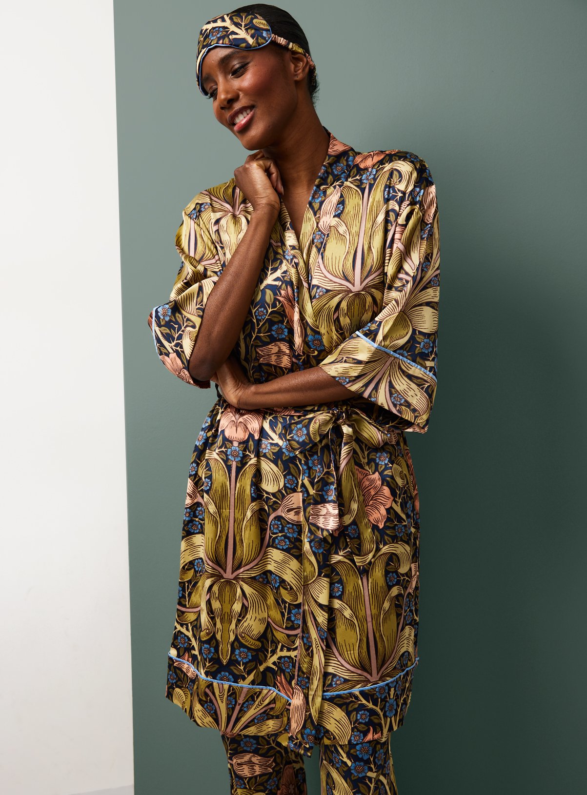 Tu x Morris & Co. Spring Thicket Print Satin 3-Piece Pyjama Set