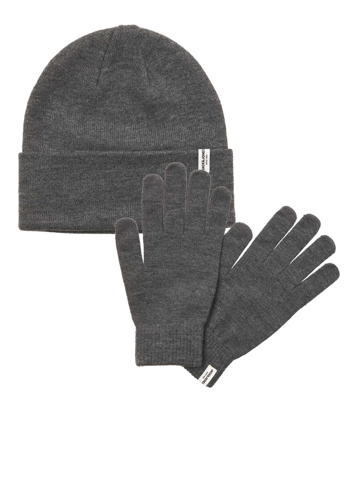 JACK & JONES JUNIOR Cooper Beanie And Gloves Giftbox Grey 
