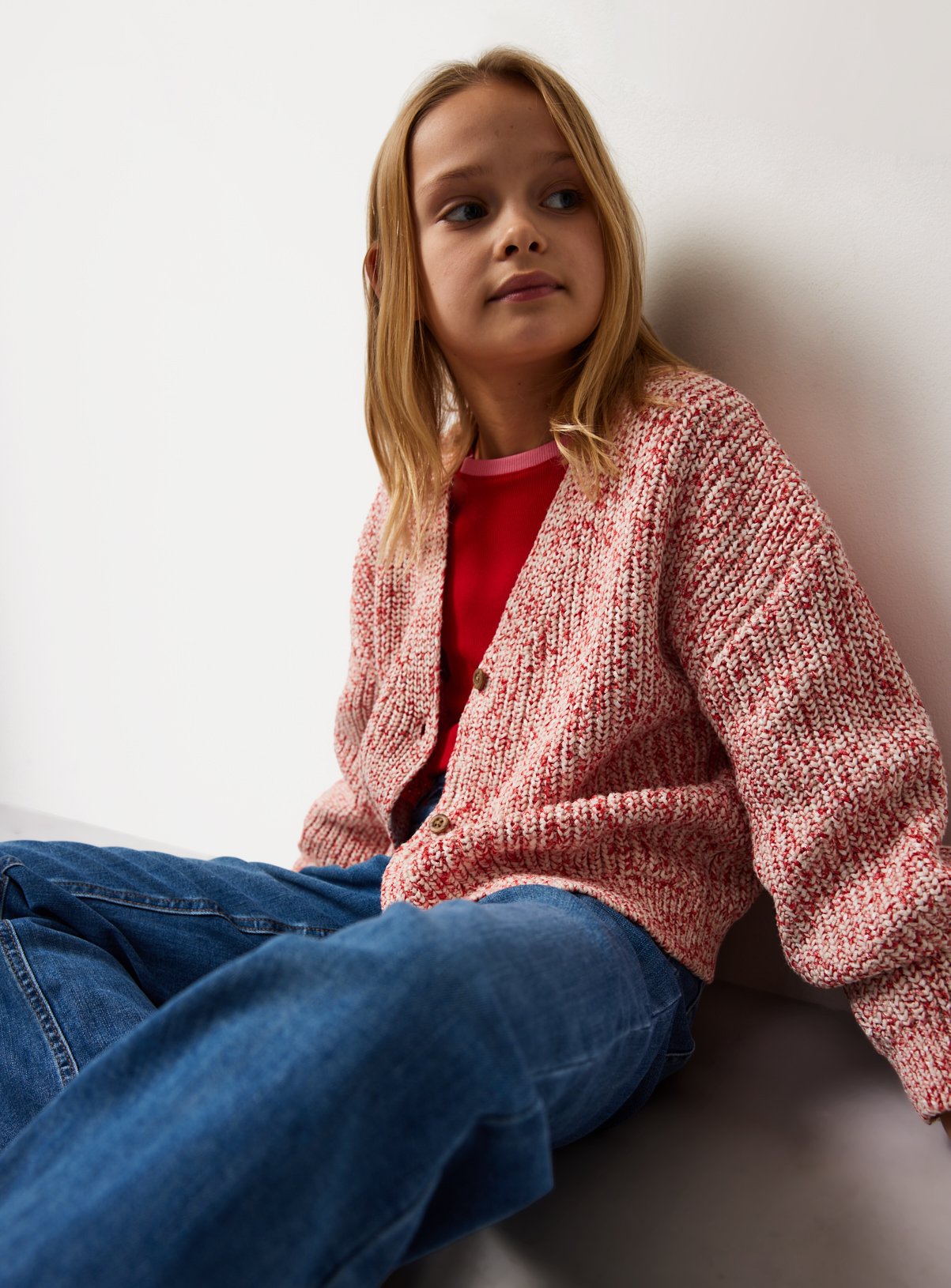 Pink & Cream Knitted Cardigan 10 years