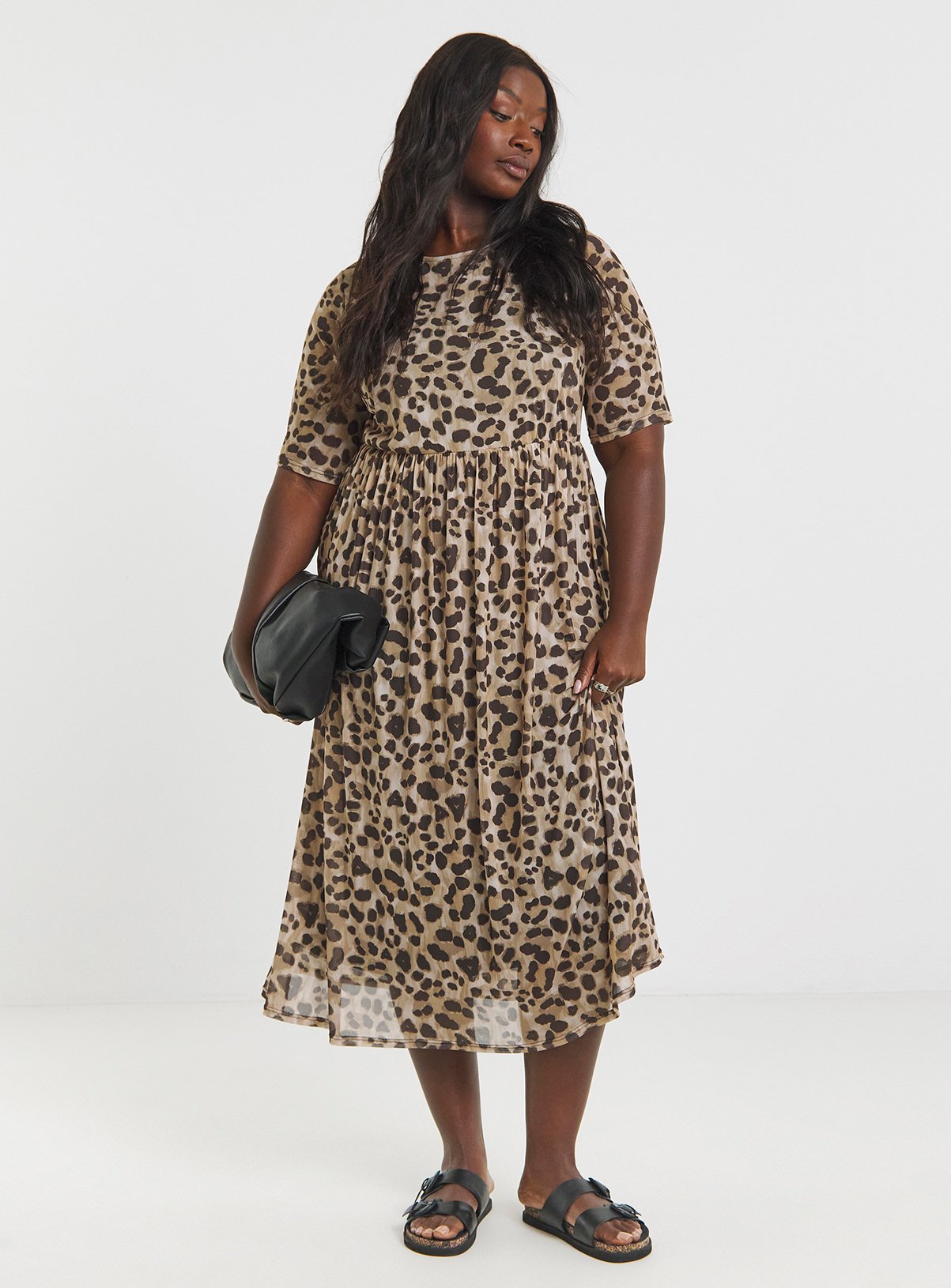 SIMPLY BE Short Sleeve Mesh Midi Dress