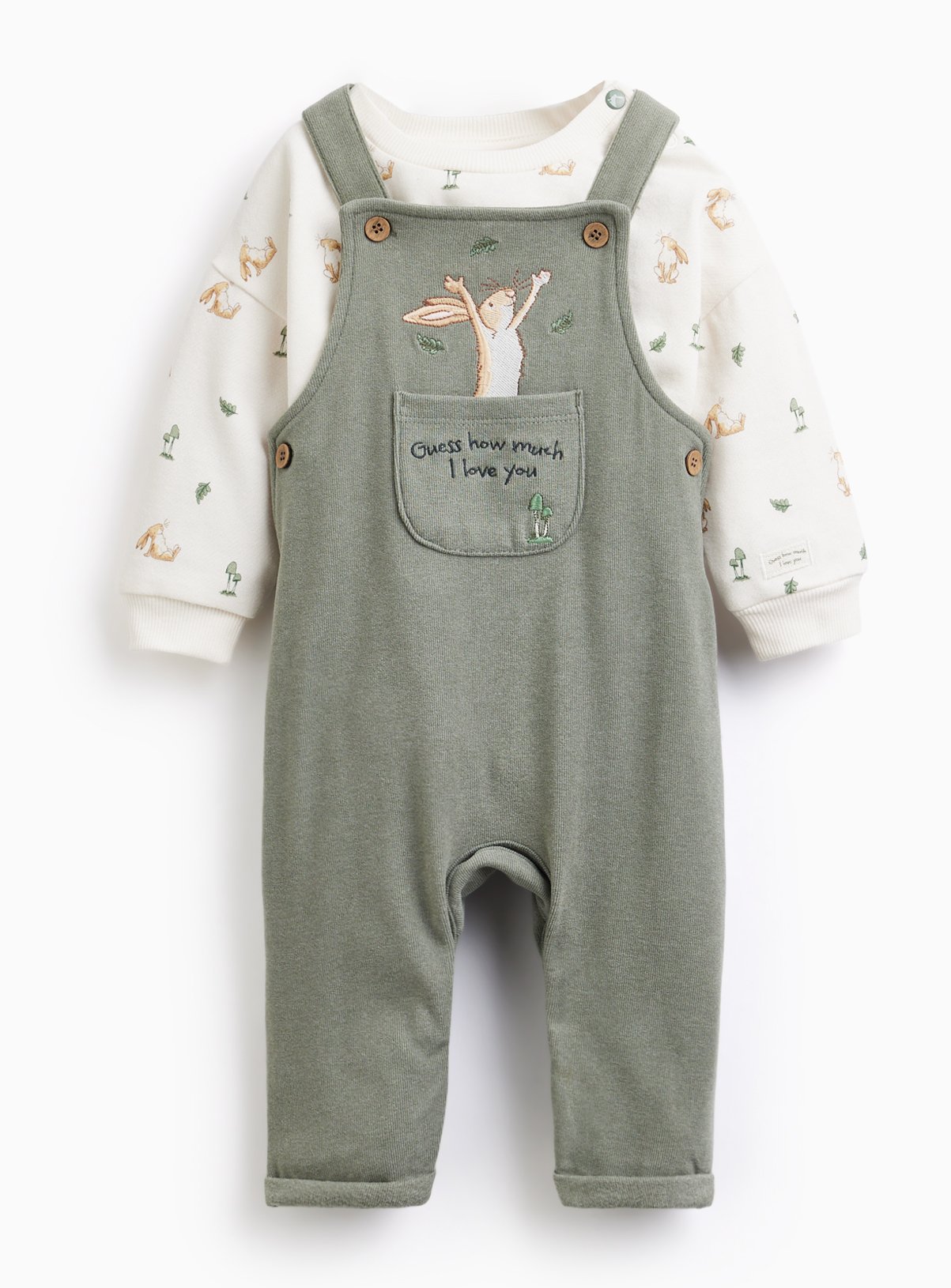 Khaki Guess How Much I Love You Sweat & Dungarees Set 9-12 months
