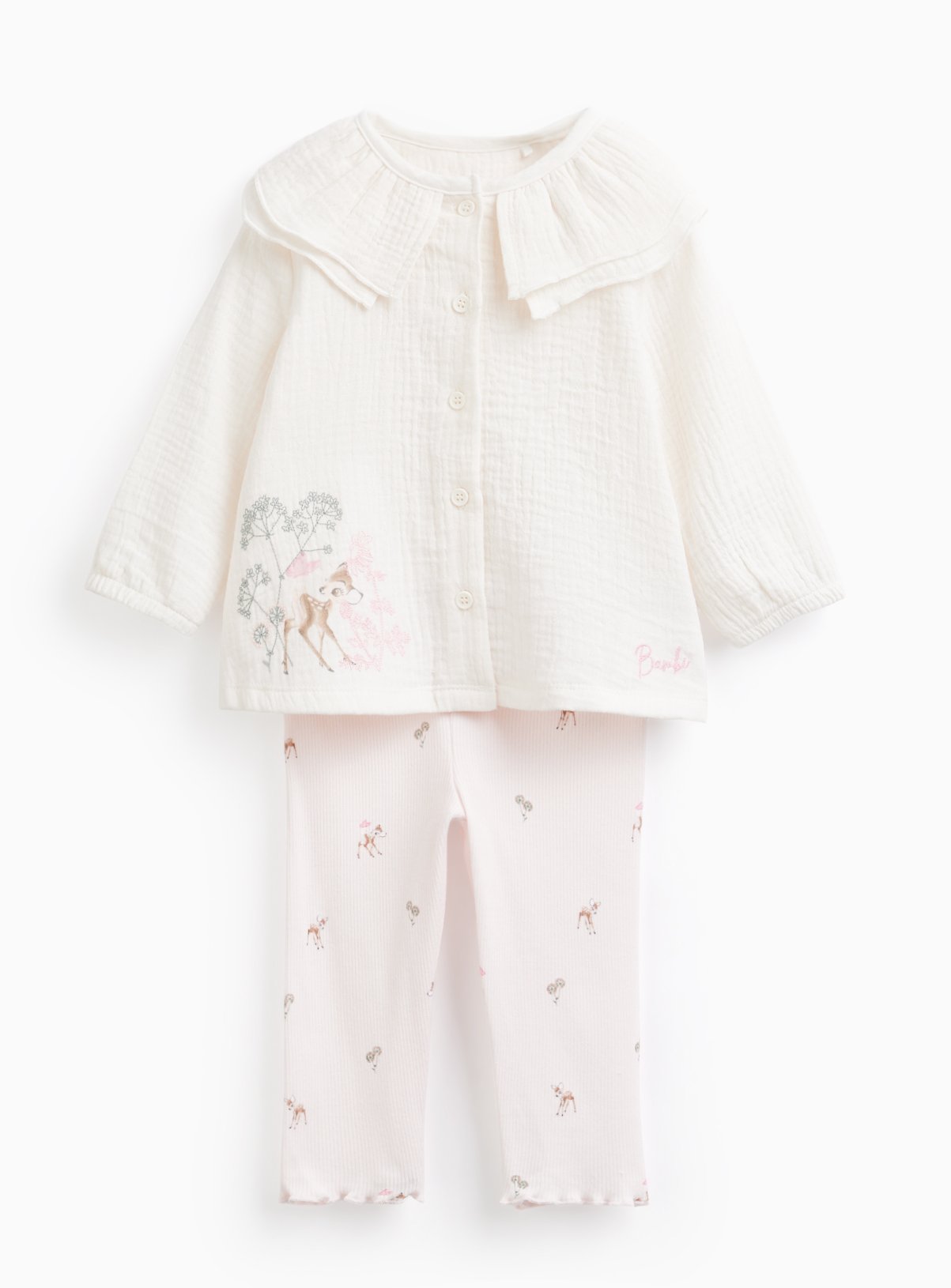 Cream Bambi Collared Top & Leggings Set 3-6 months