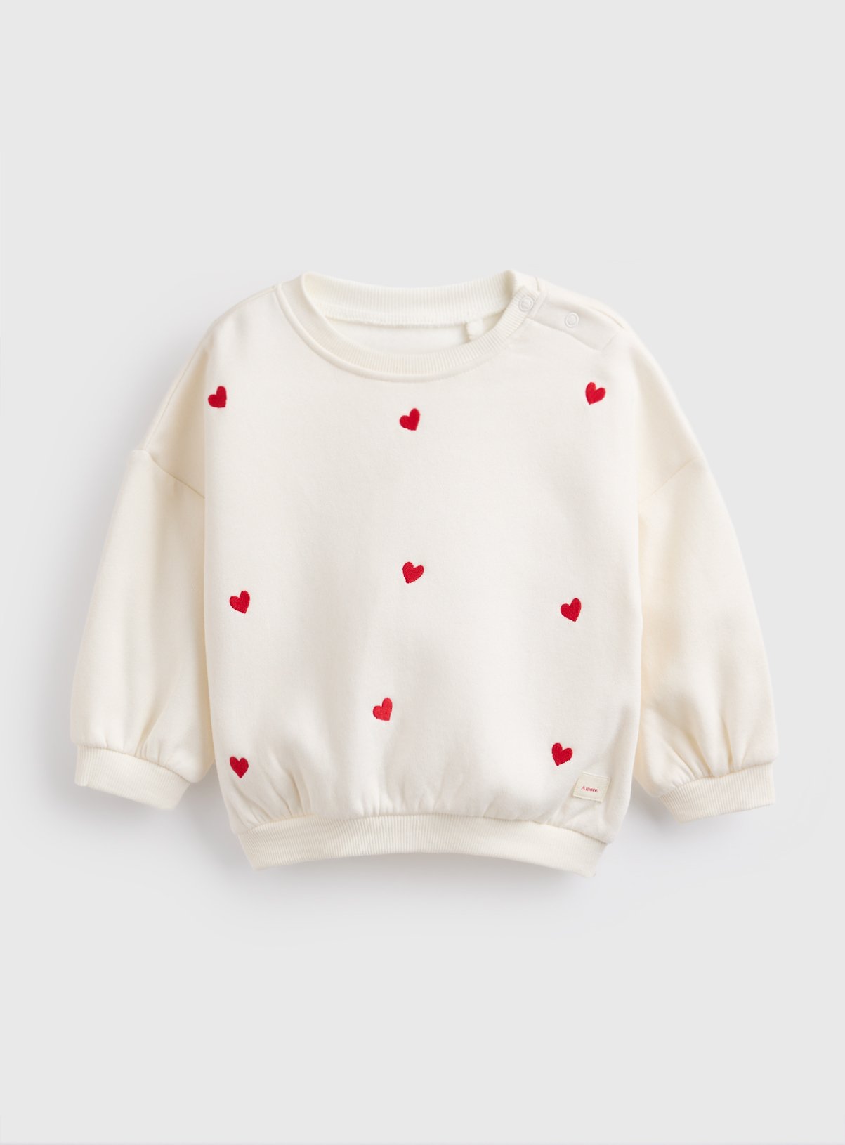 White & Red Heart Sweatshirt 