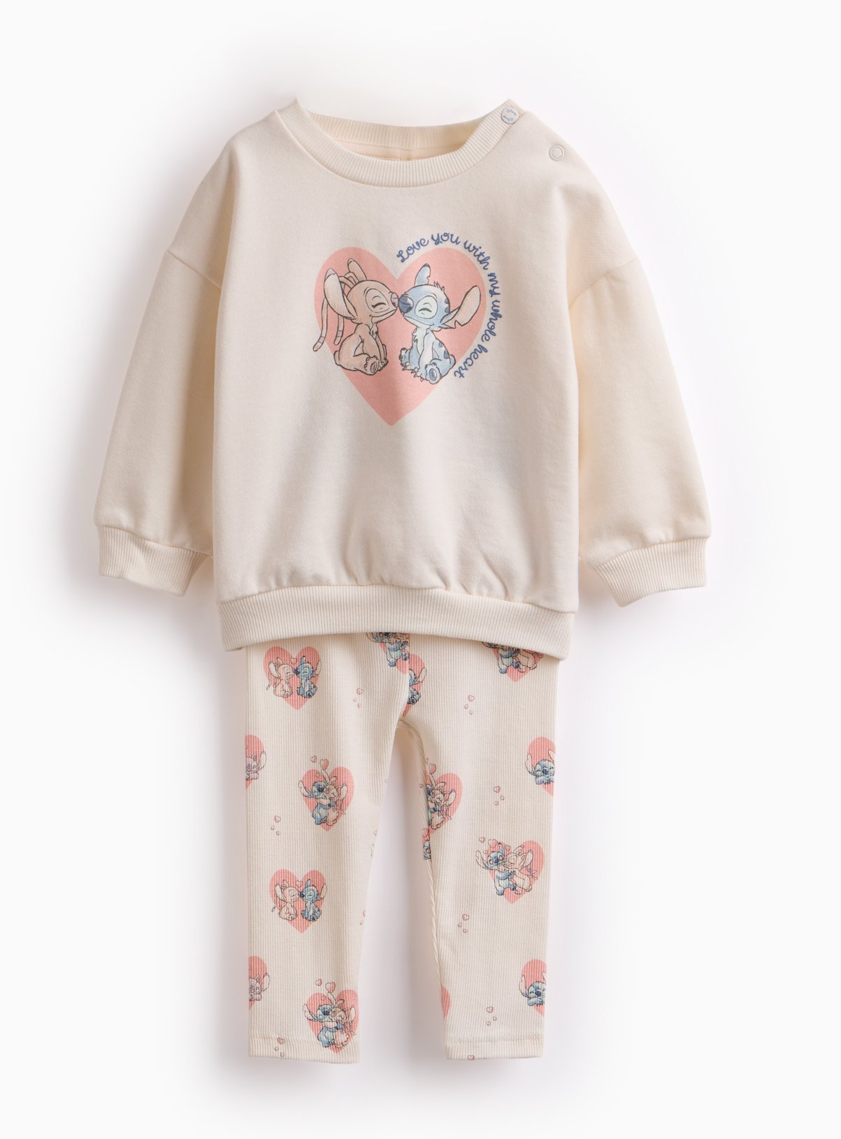 Cream Lilo & Stitch Sweat & Leggings Set 12-18 months