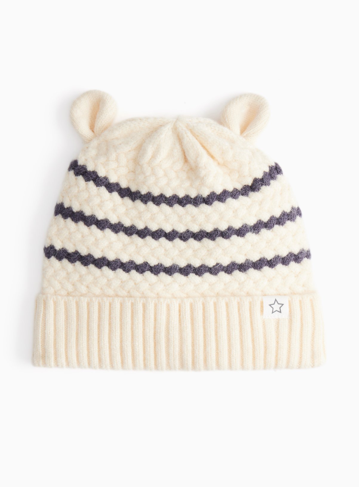 Cream Stripe Beanie Hat 