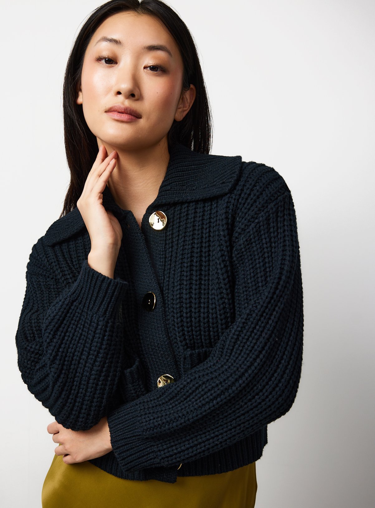 Chunky Gold Button Cardigan 