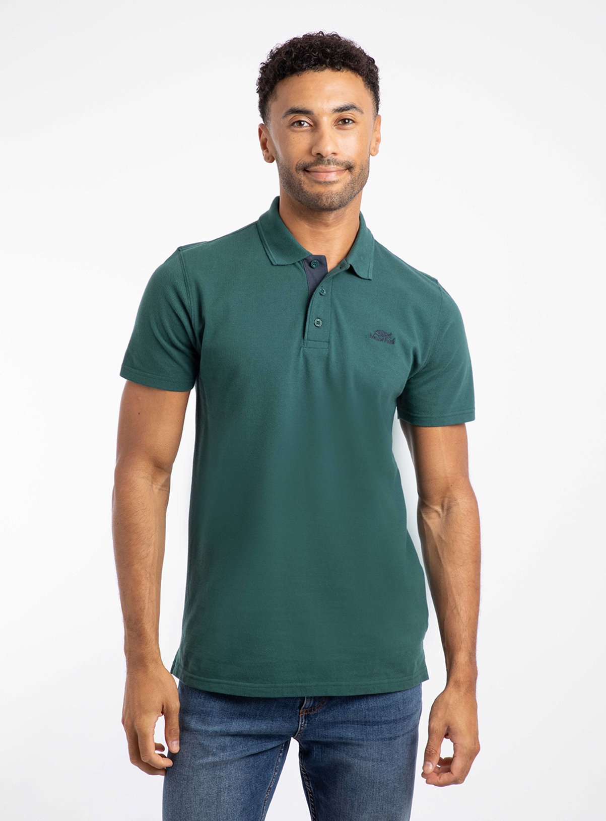 WEIRD FISH Miles Cotton Pique Polo Green