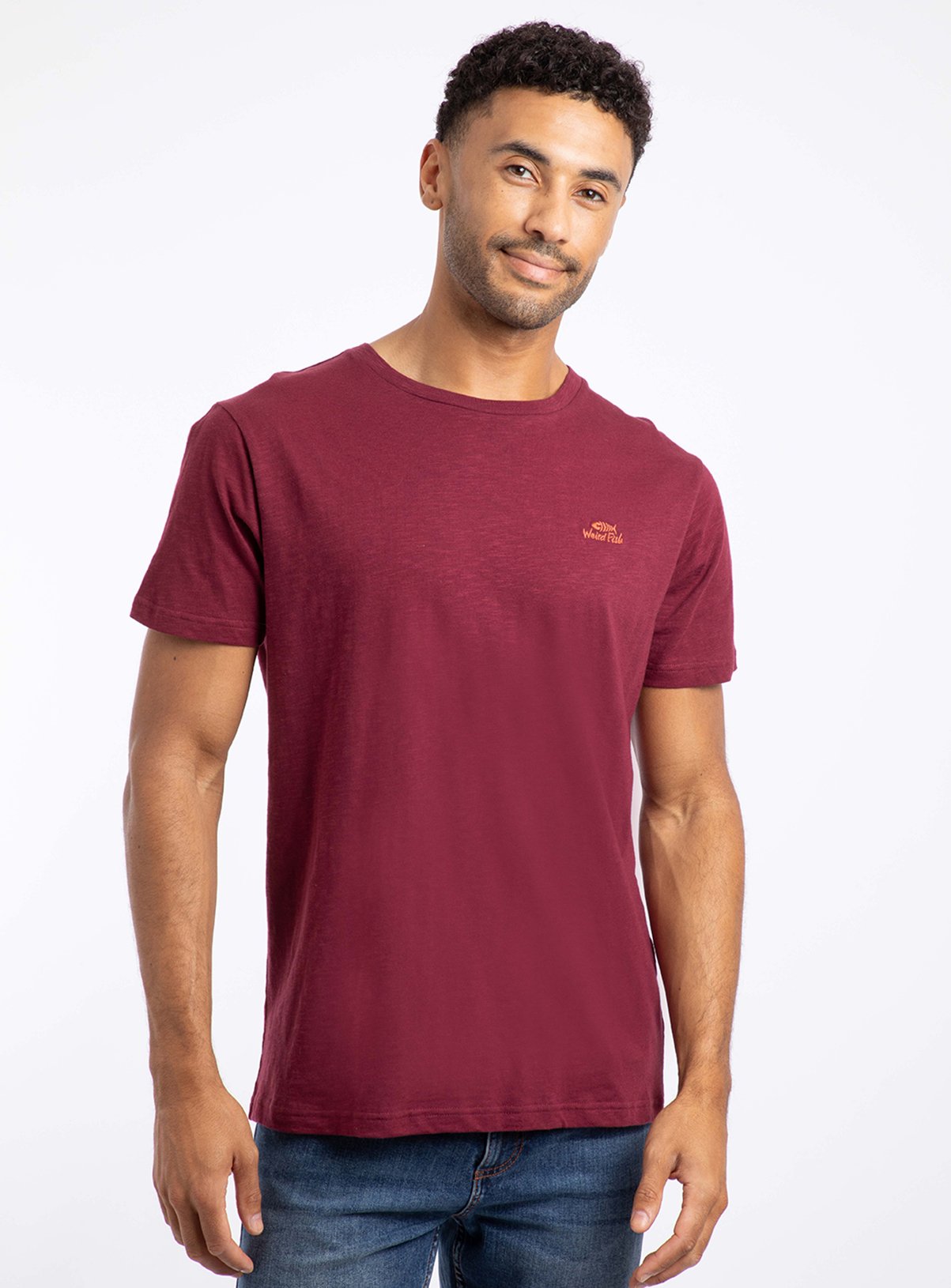 WEIRD FISH Fished Cotton Branded T Shirt Red