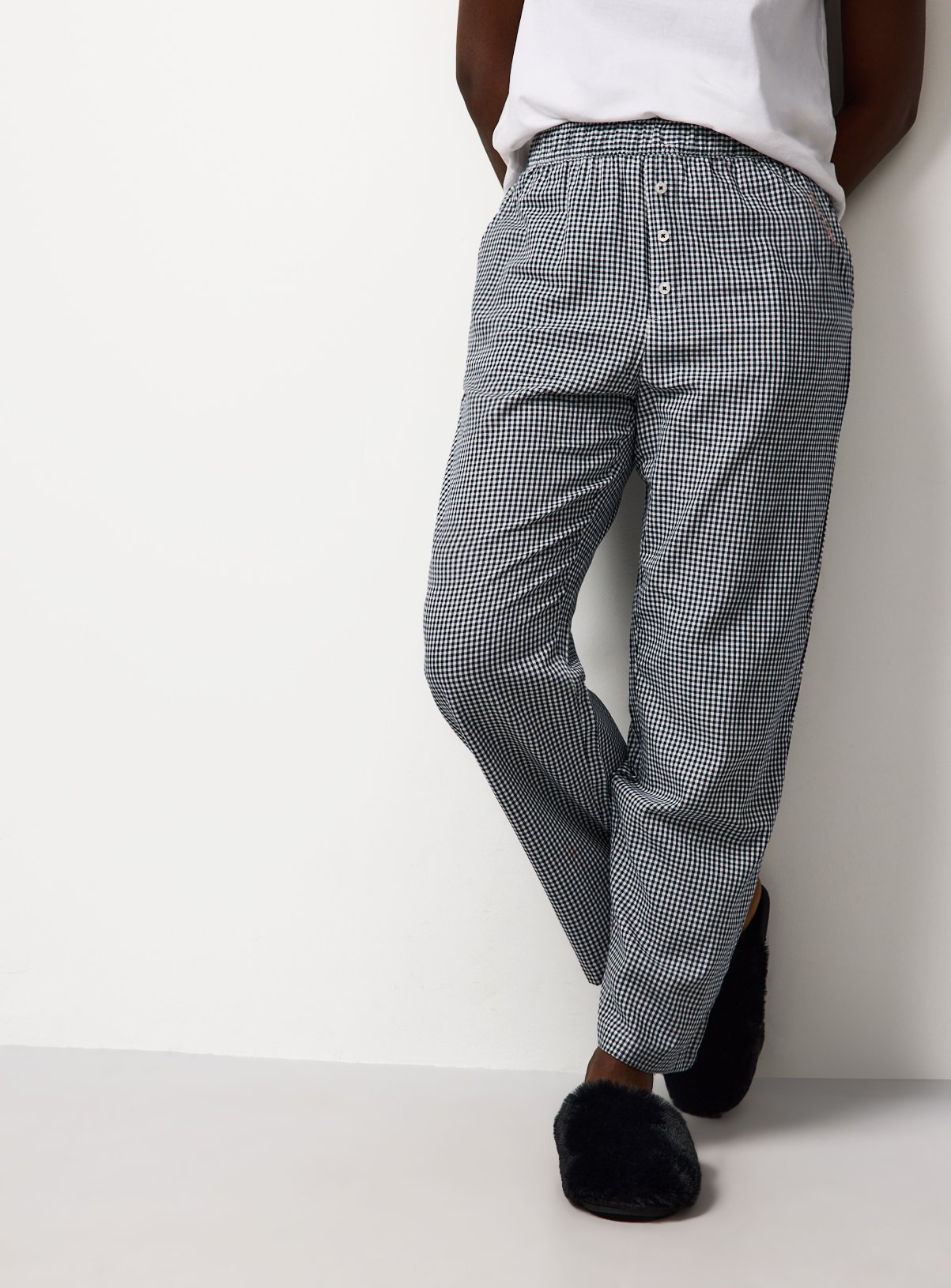 Navy Gingham Woven Pyjama Bottoms
