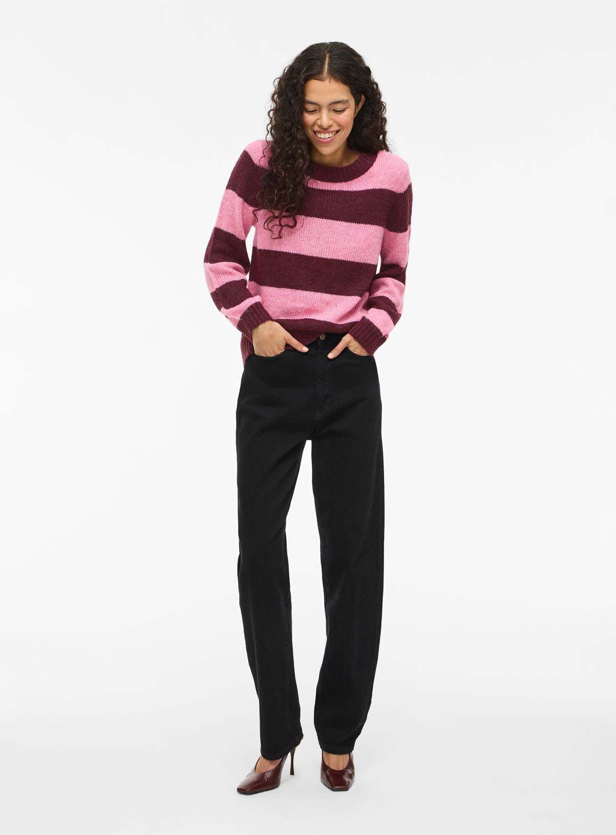 VILA Polana New Long Sleeved Stripe Knit Top 