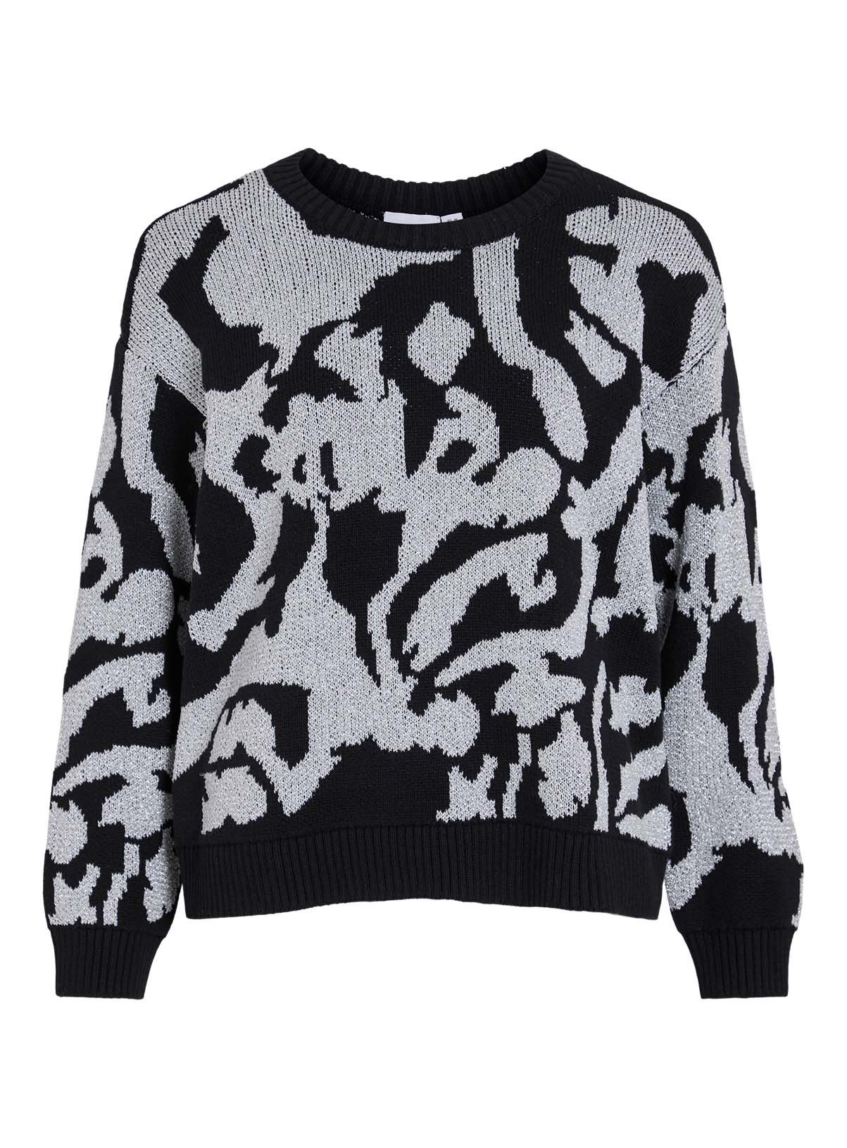 VILA Beca O Neck Long Sleeved Glitter Knit Top XL