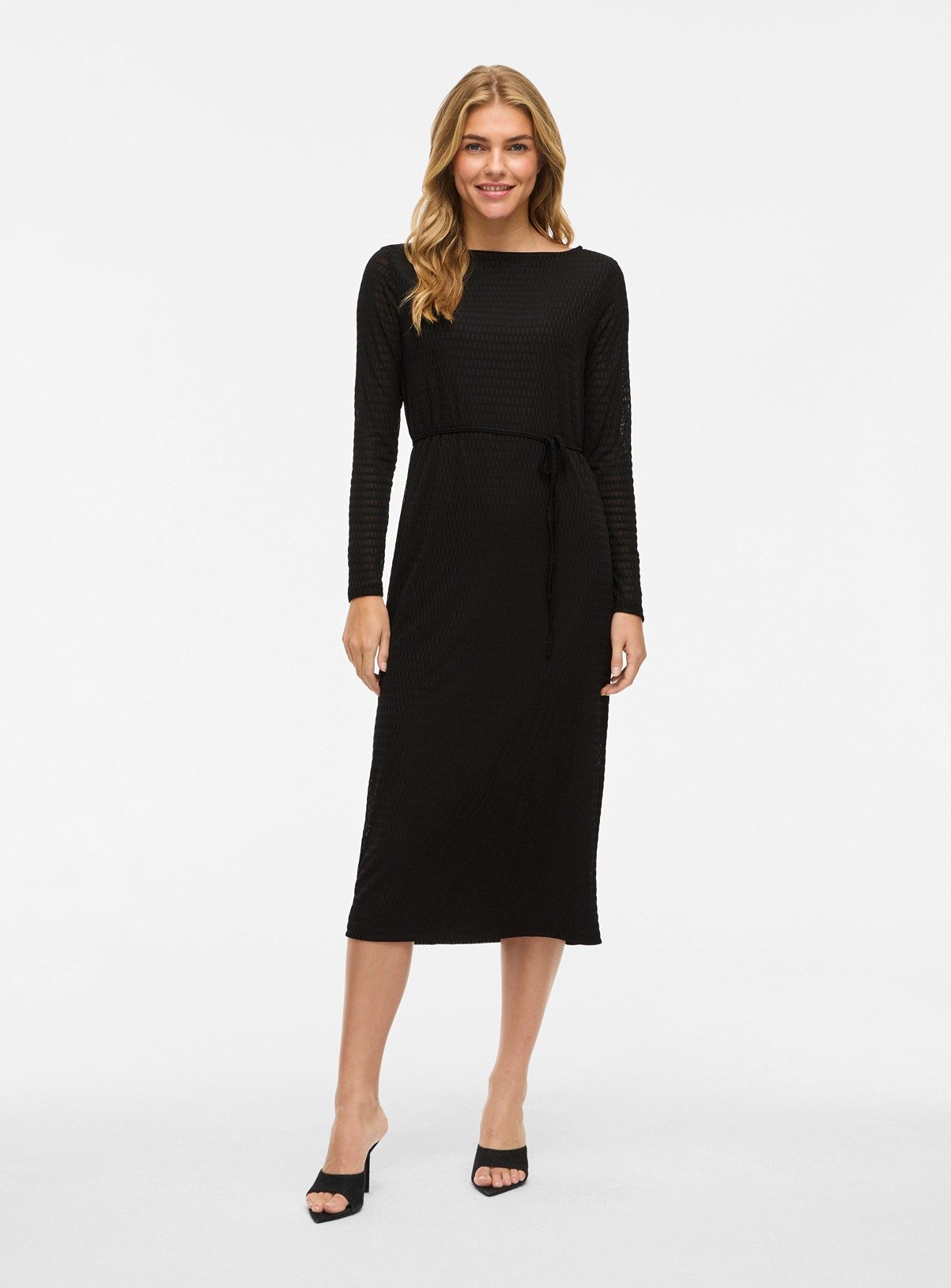 VILA Boat Neck Long Sleeved Midi Dress