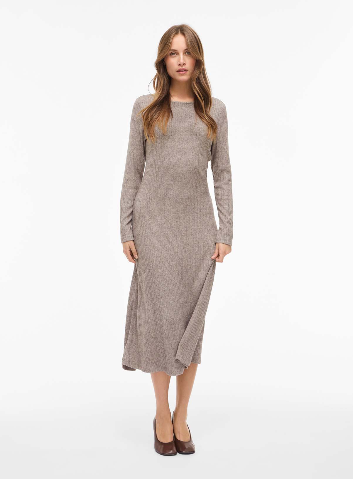 VILA Dansa O Neck Long Sleeved Midi Dress 