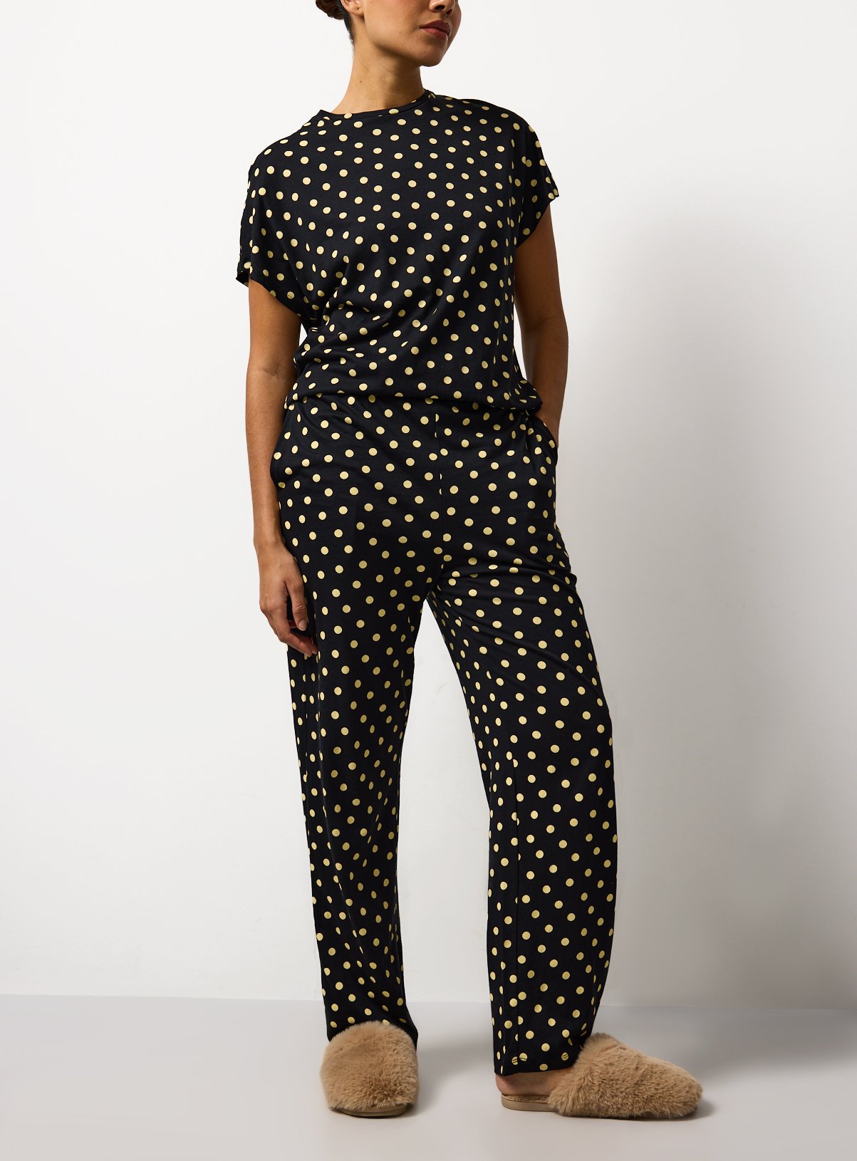 Black Spotted Modal Bottoms S