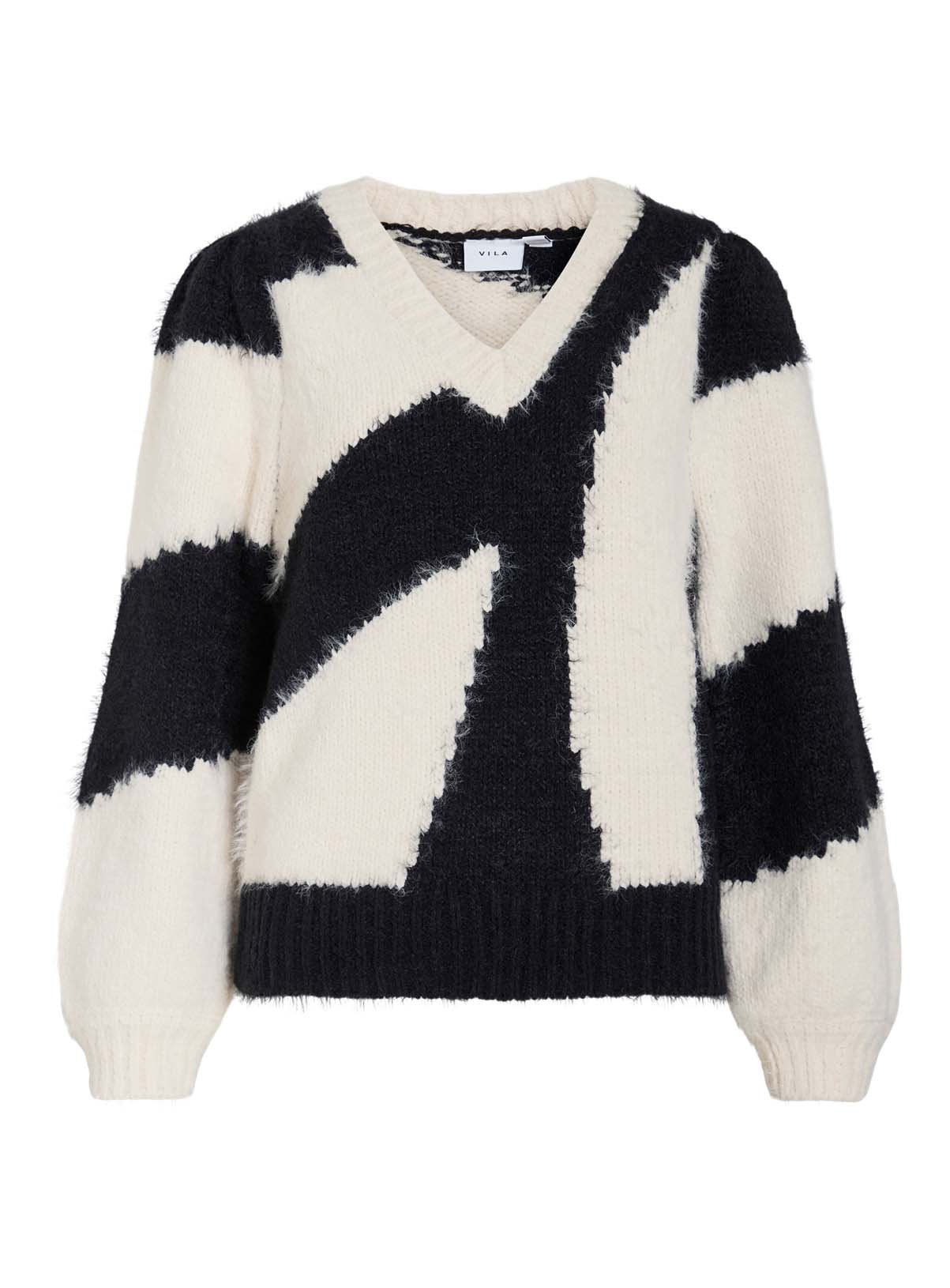 VILA Kunnuo V Neck Long Sleeved Knit Top 