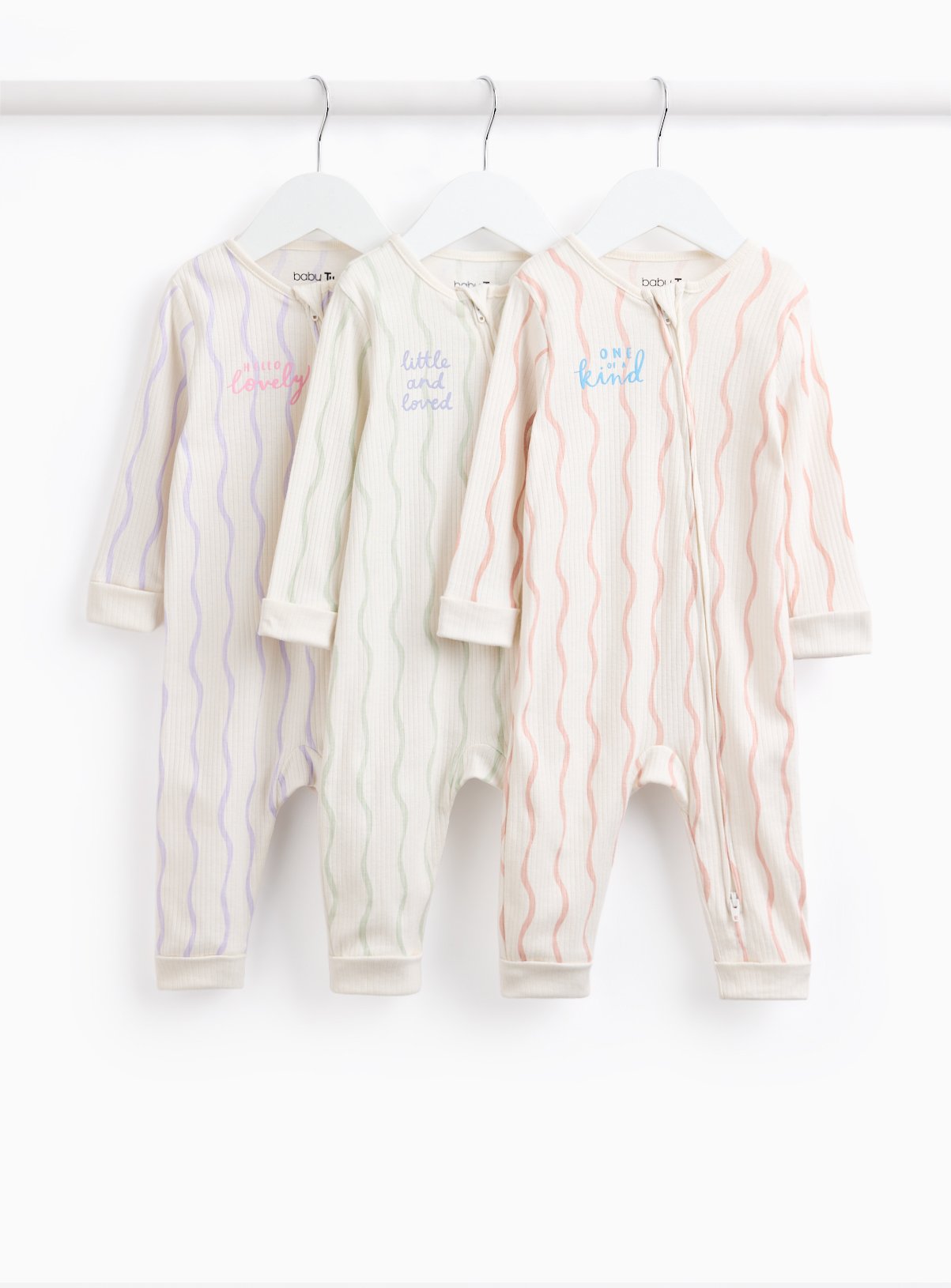 The Wavy Stripe Sleepsuit 3 Pack Newborn