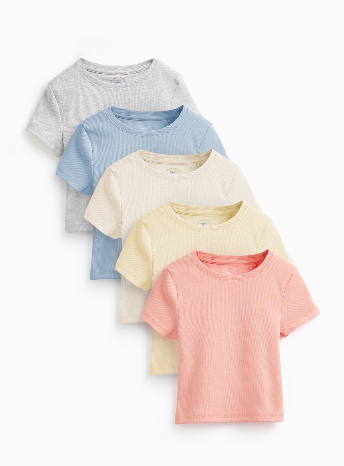 Multicoloured Ribbed Slim Fit T-Shirts 5 Pack 14 years