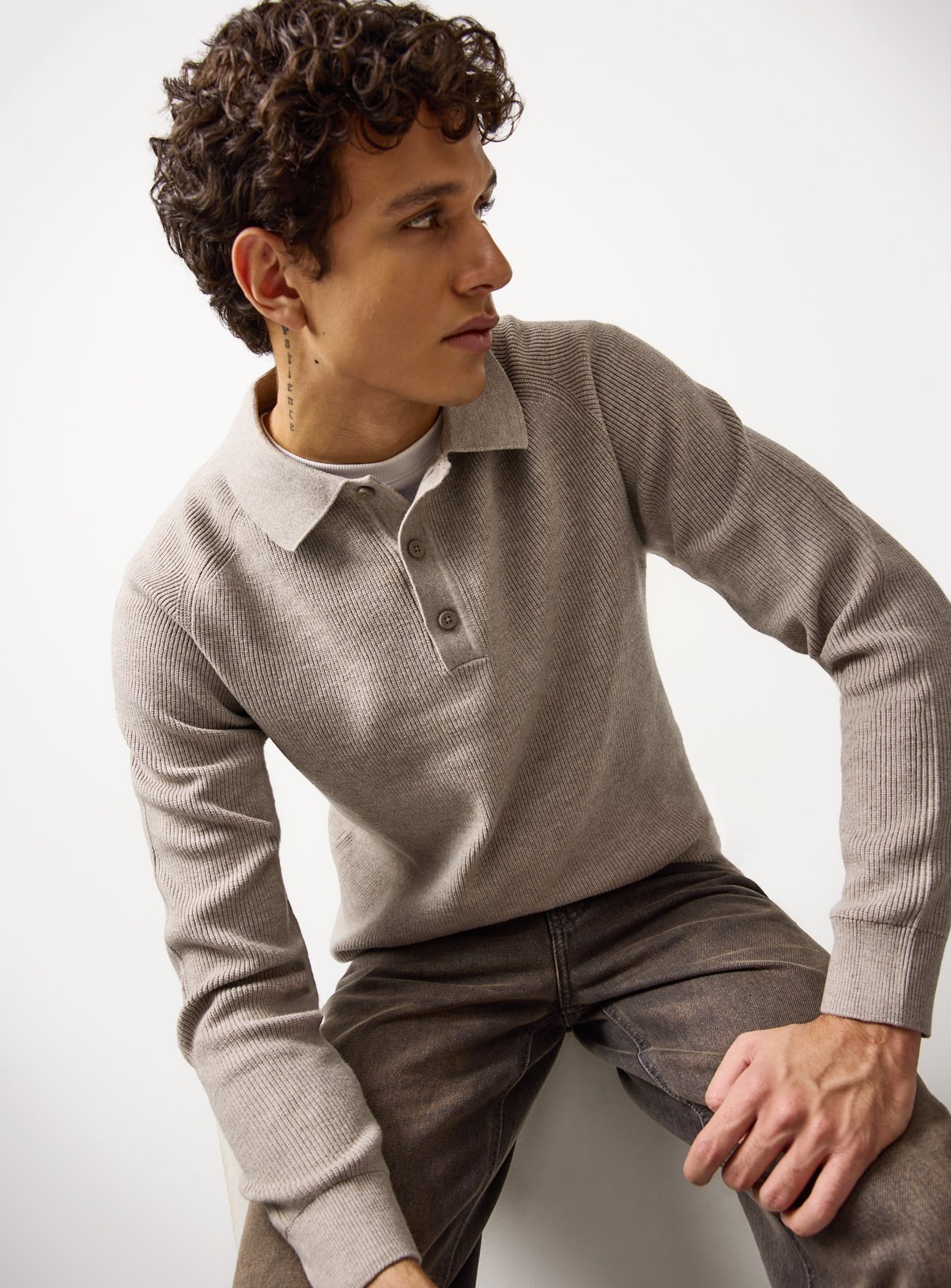 The Long Sleeve Ribbed Polo 