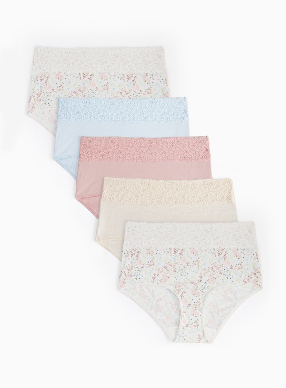 Floral Lace Full Brief Knickers 5 Pack 