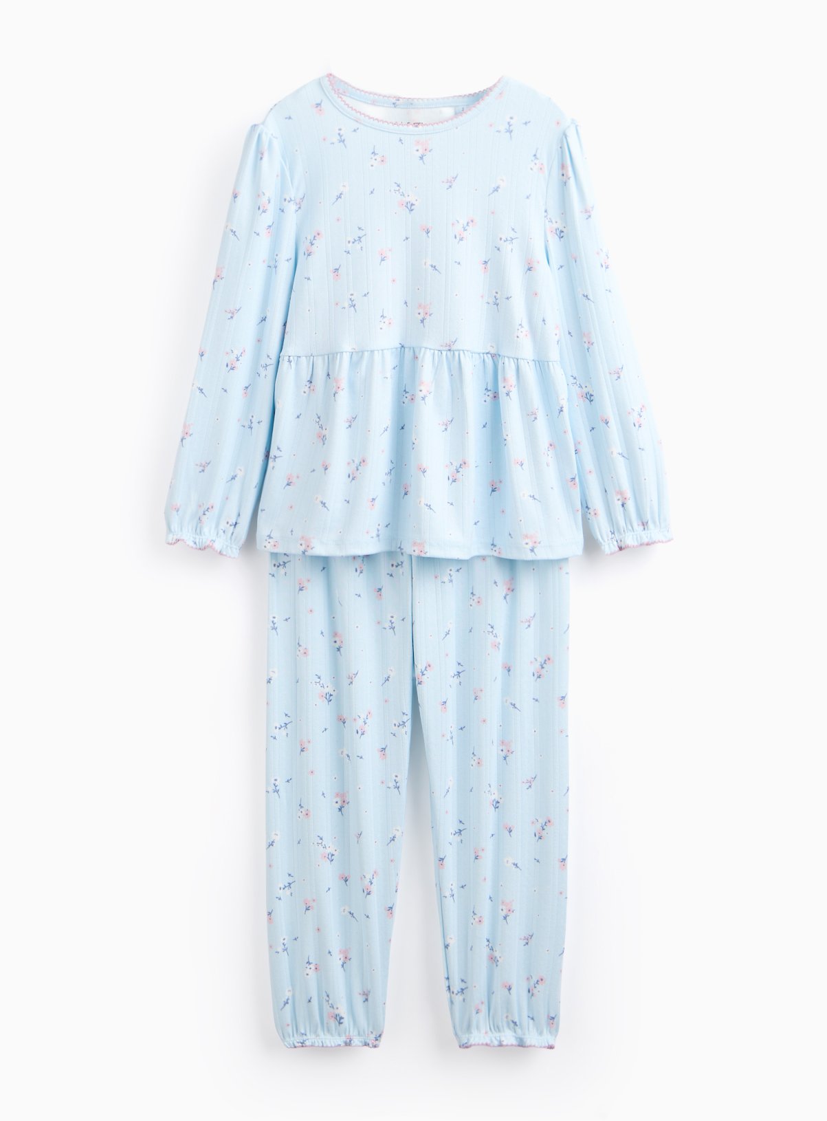 Blue Floral Peplum Pyjama Set 