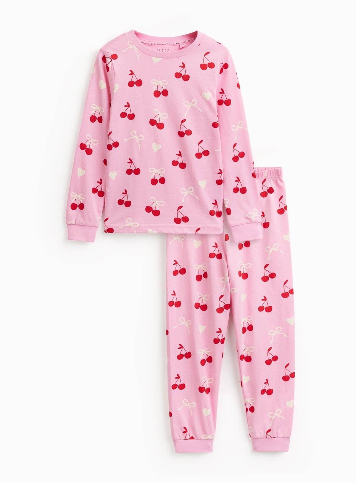 Pink Cherries & Bows Printed Pyjamas 