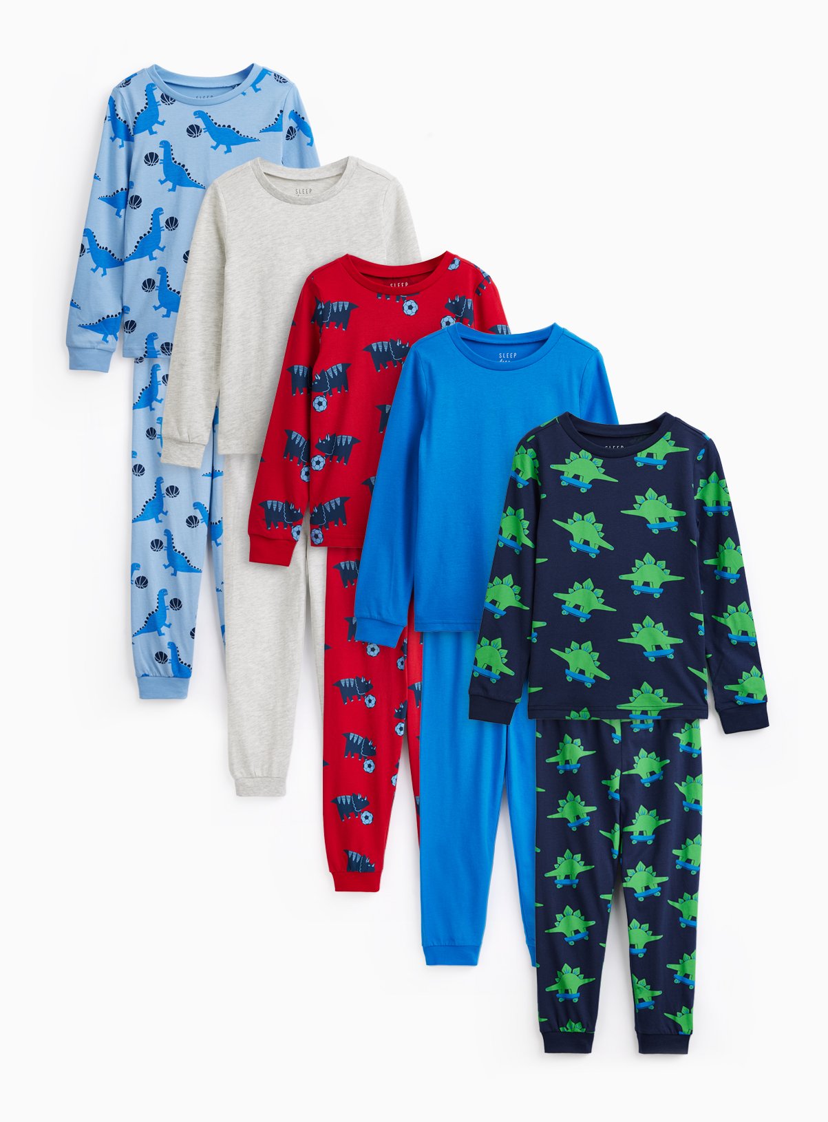 5 Pack Dino Print Pyjamas 2-3 years