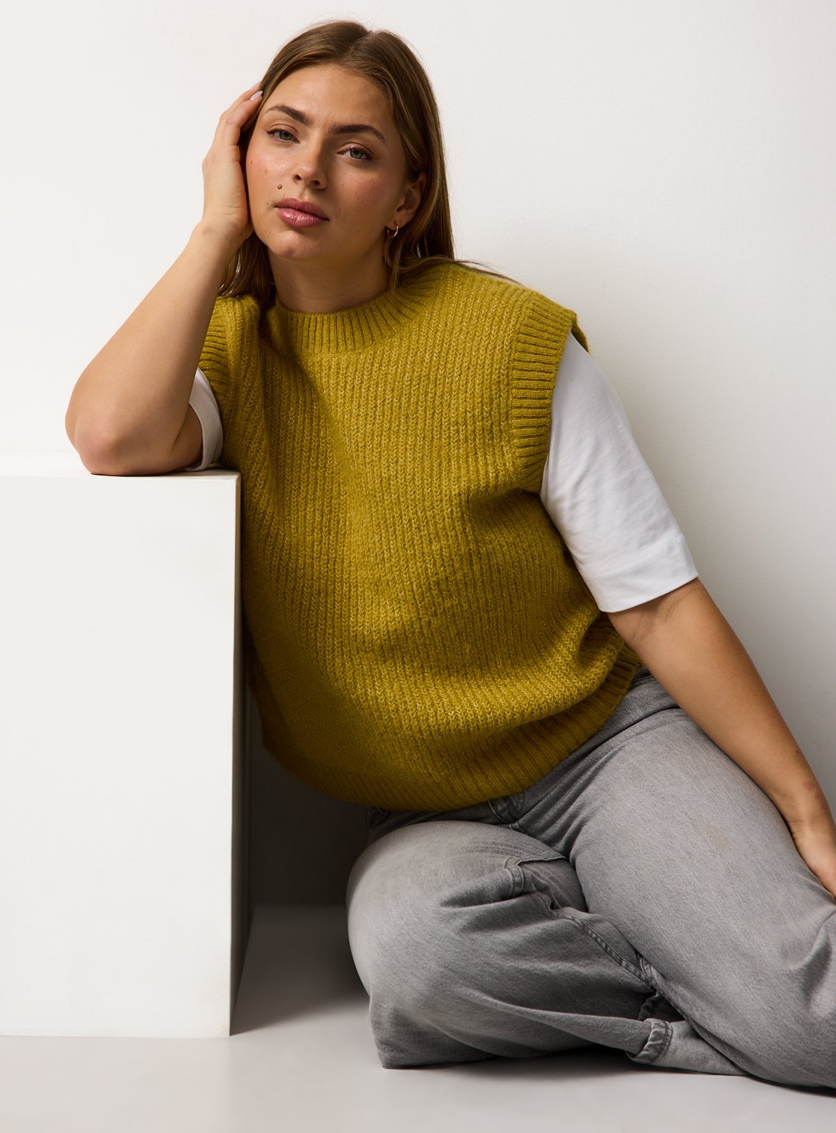 Green Ribbed Knitted Tank Top M