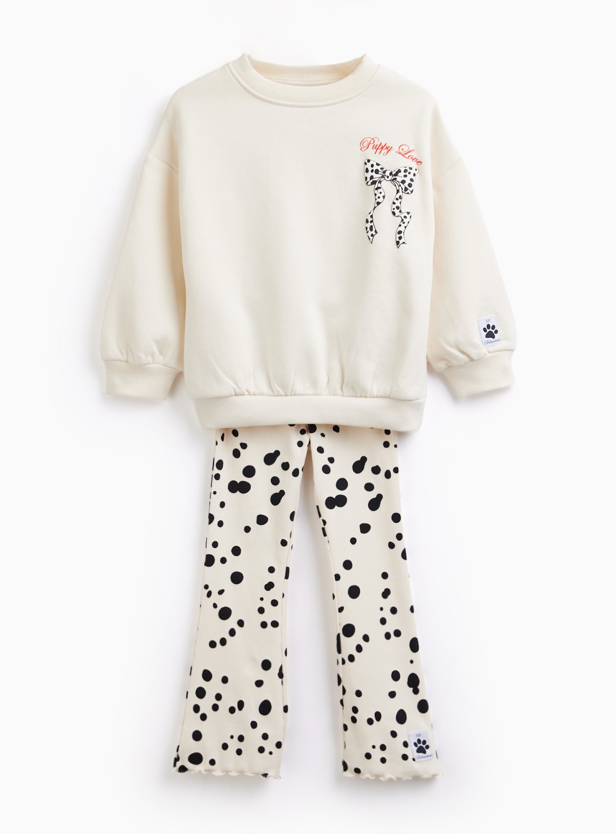 Cream 101 Dalmatians Sweat & Flare Set 