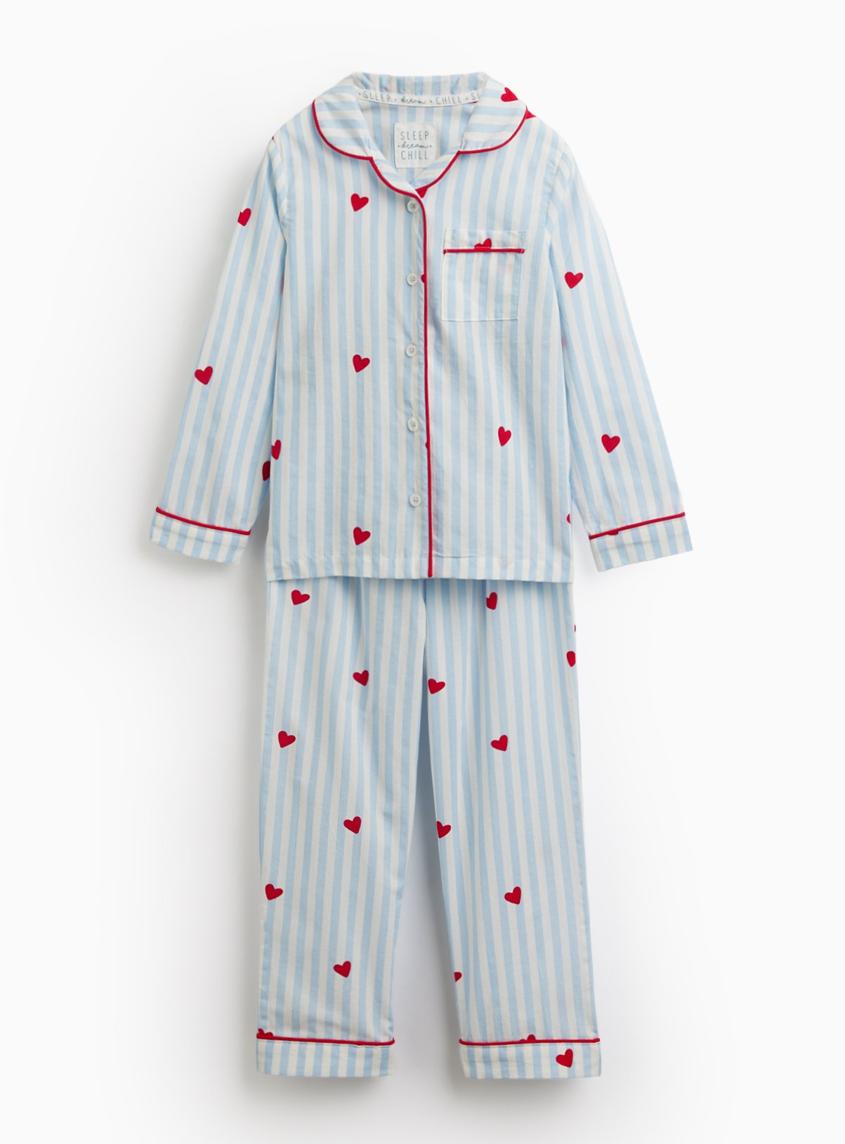 Mini Me Blue Valentine's Striped Traditional Pyjamas