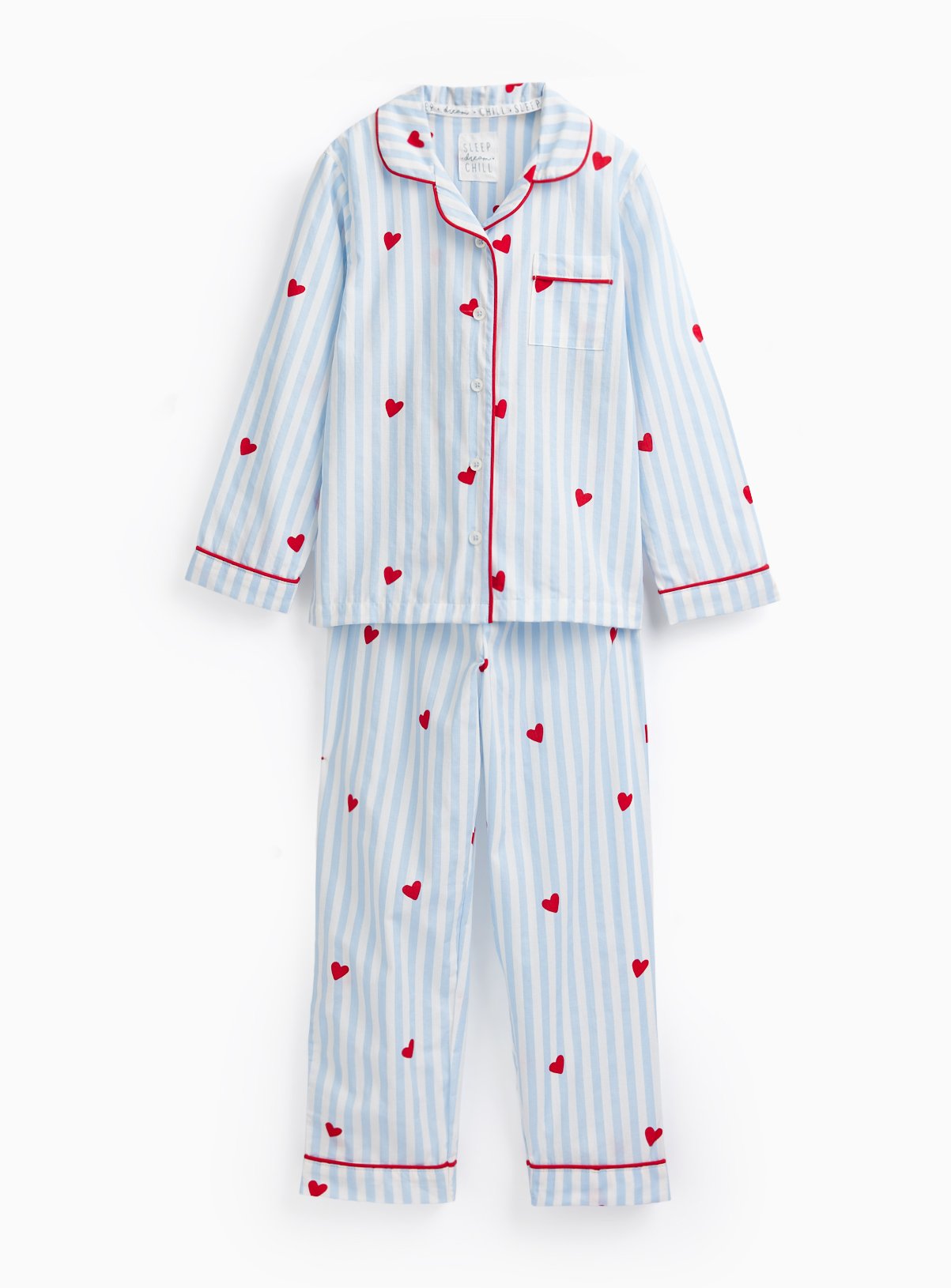 Mini Me Blue Valentine's Striped Traditional Pyjamas 