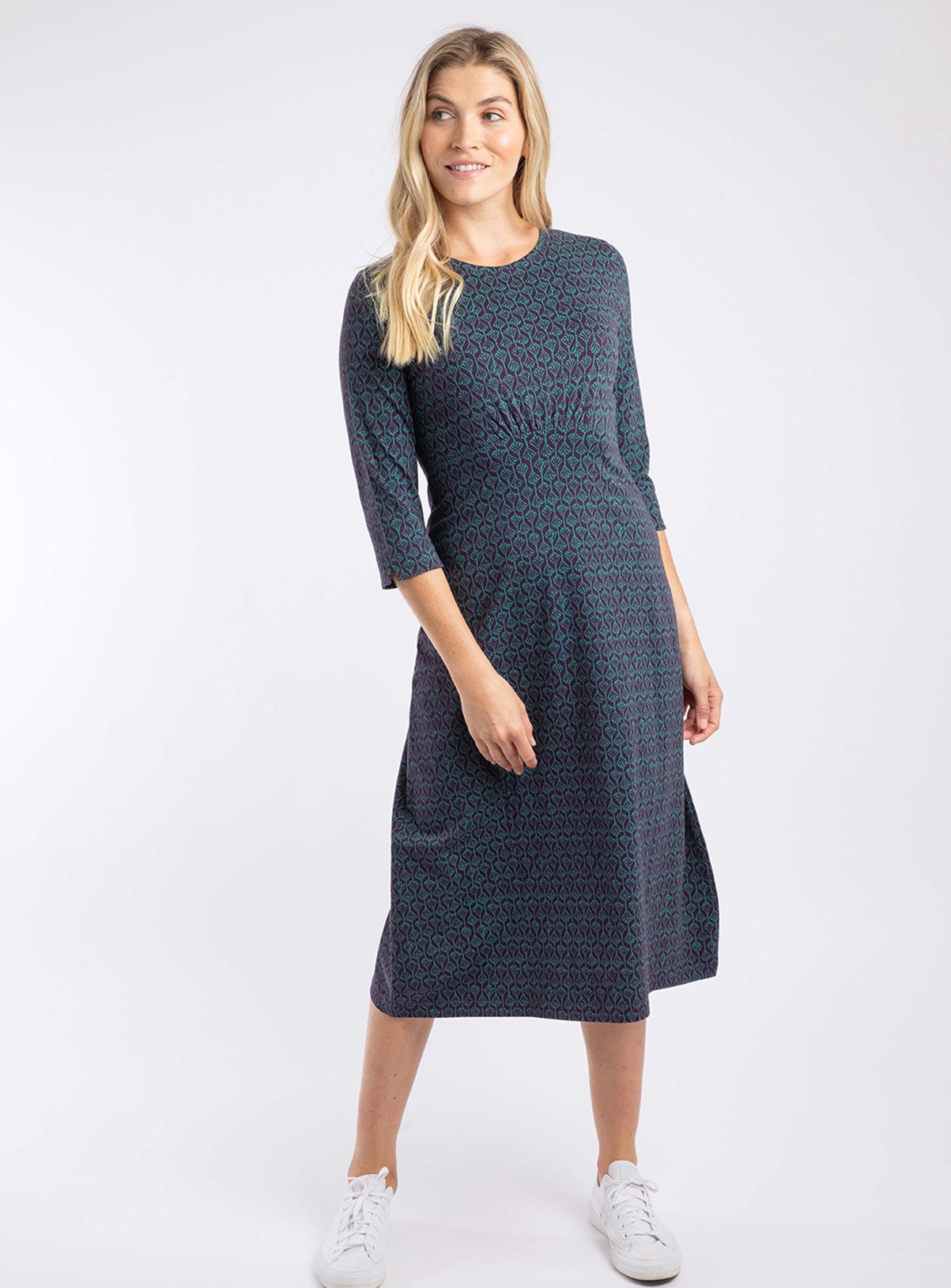 WEIRD FISH Felicity Cotton Printed Jersey Midi Dress 16