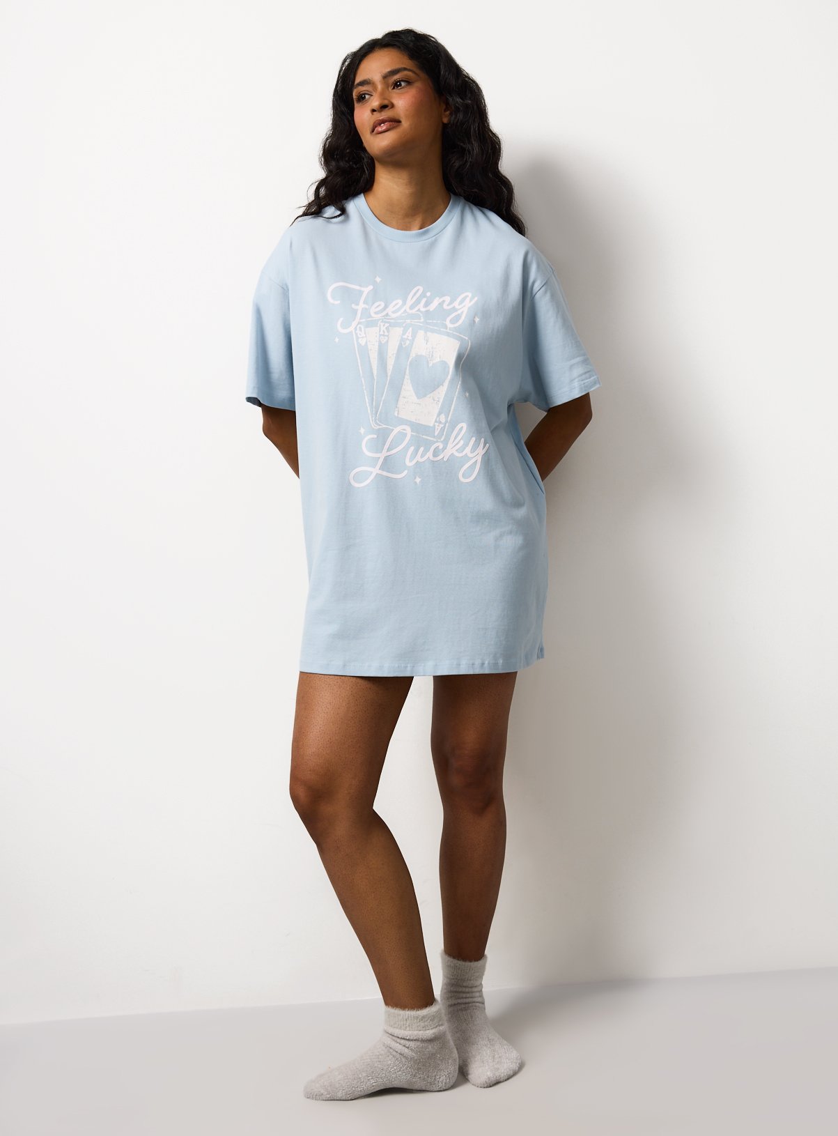 Blue Feeling Lucky Print Sleep Tee 