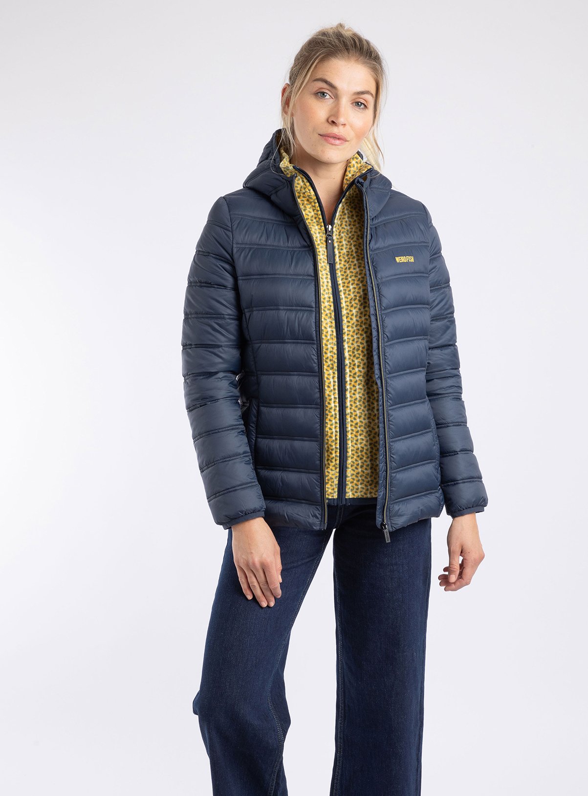 WEIRD FISH Eshka Lightweight Padded Coat Navy 