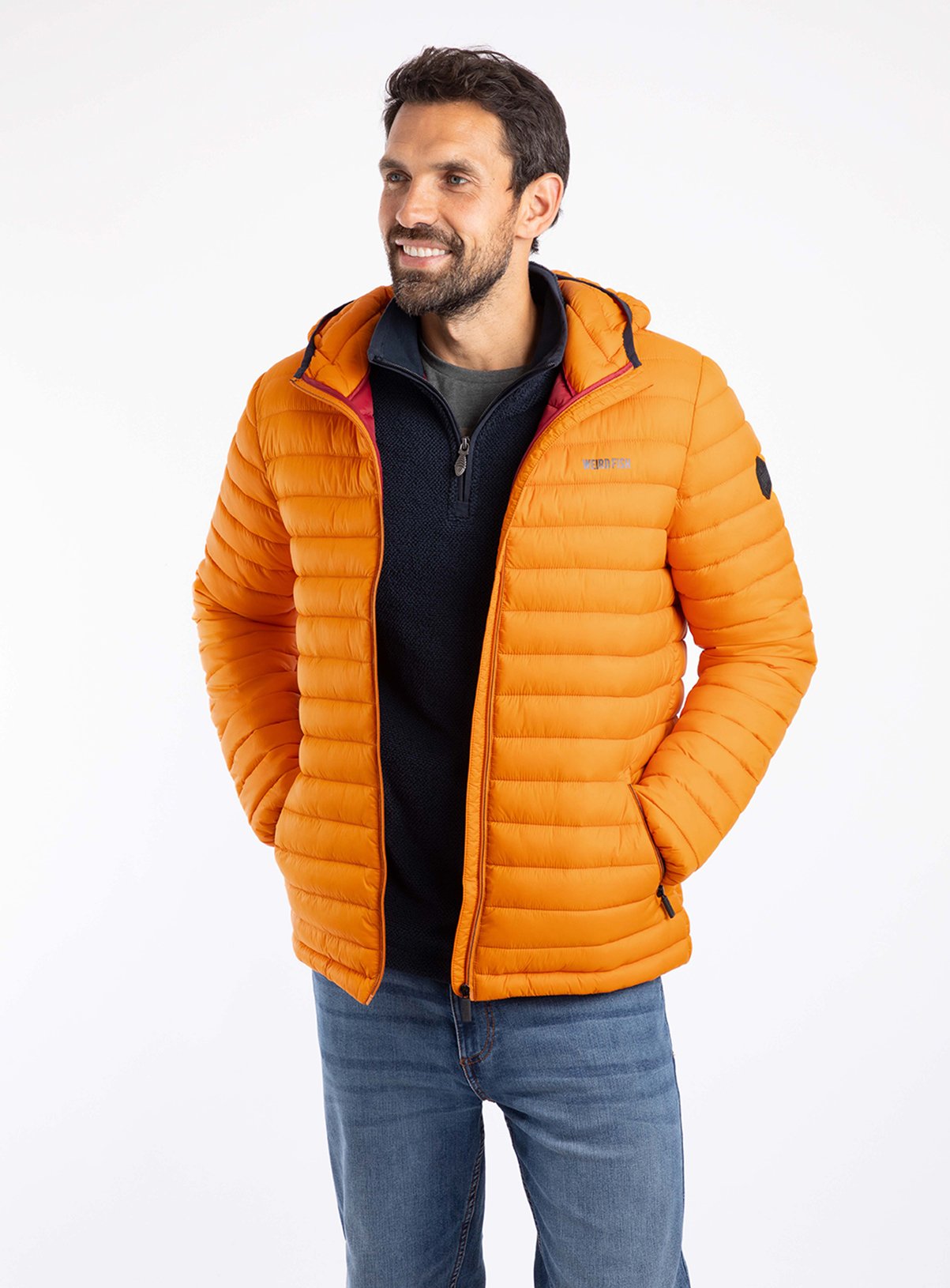 WEIRD FISH Flete Lightweight Showerproof Padded Hooded Jacket Orange 