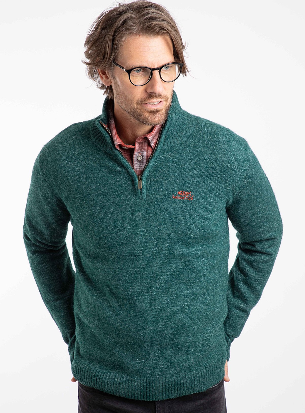 WEIRD FISH Altwood 1/4 Zip Jumper Teal